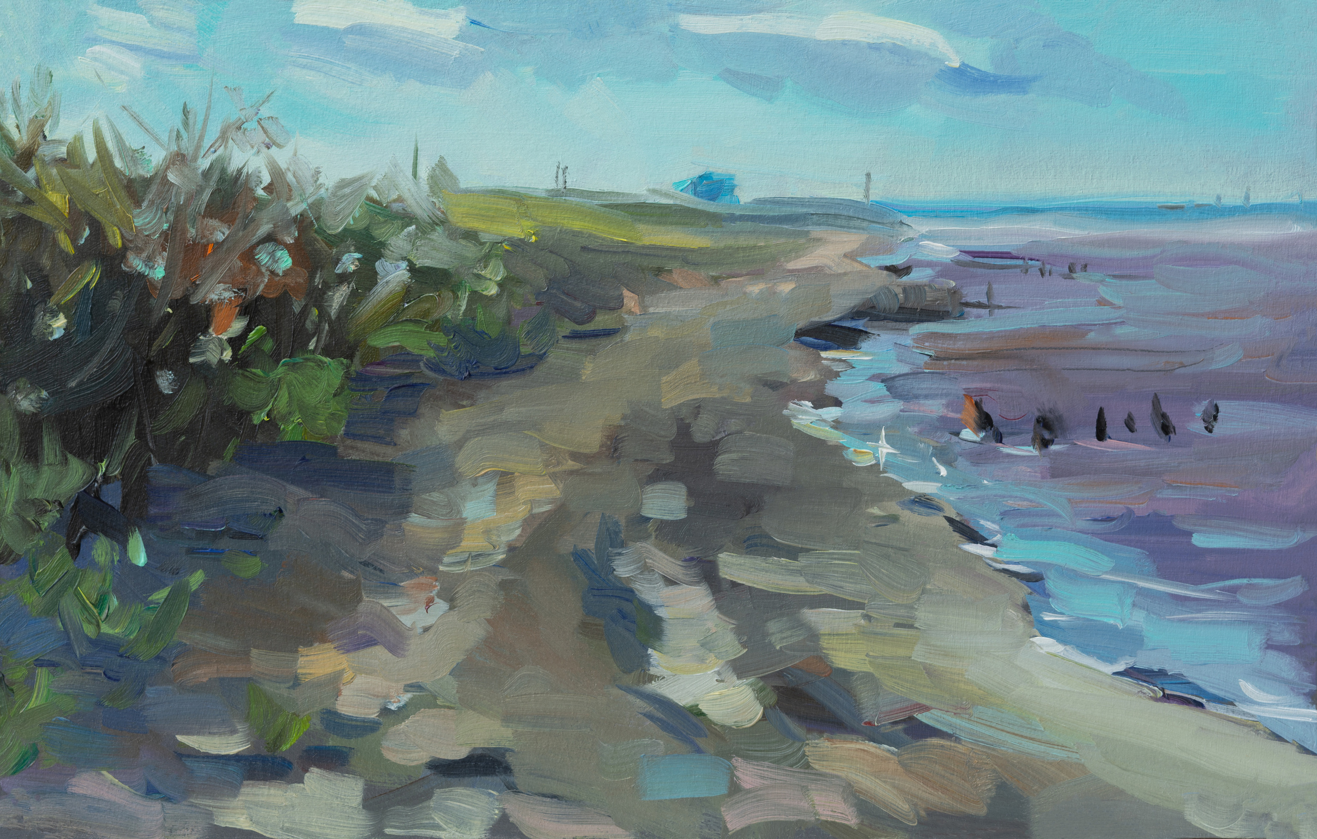 "Берег розового озера" картон, масло 15х24см, 2022г