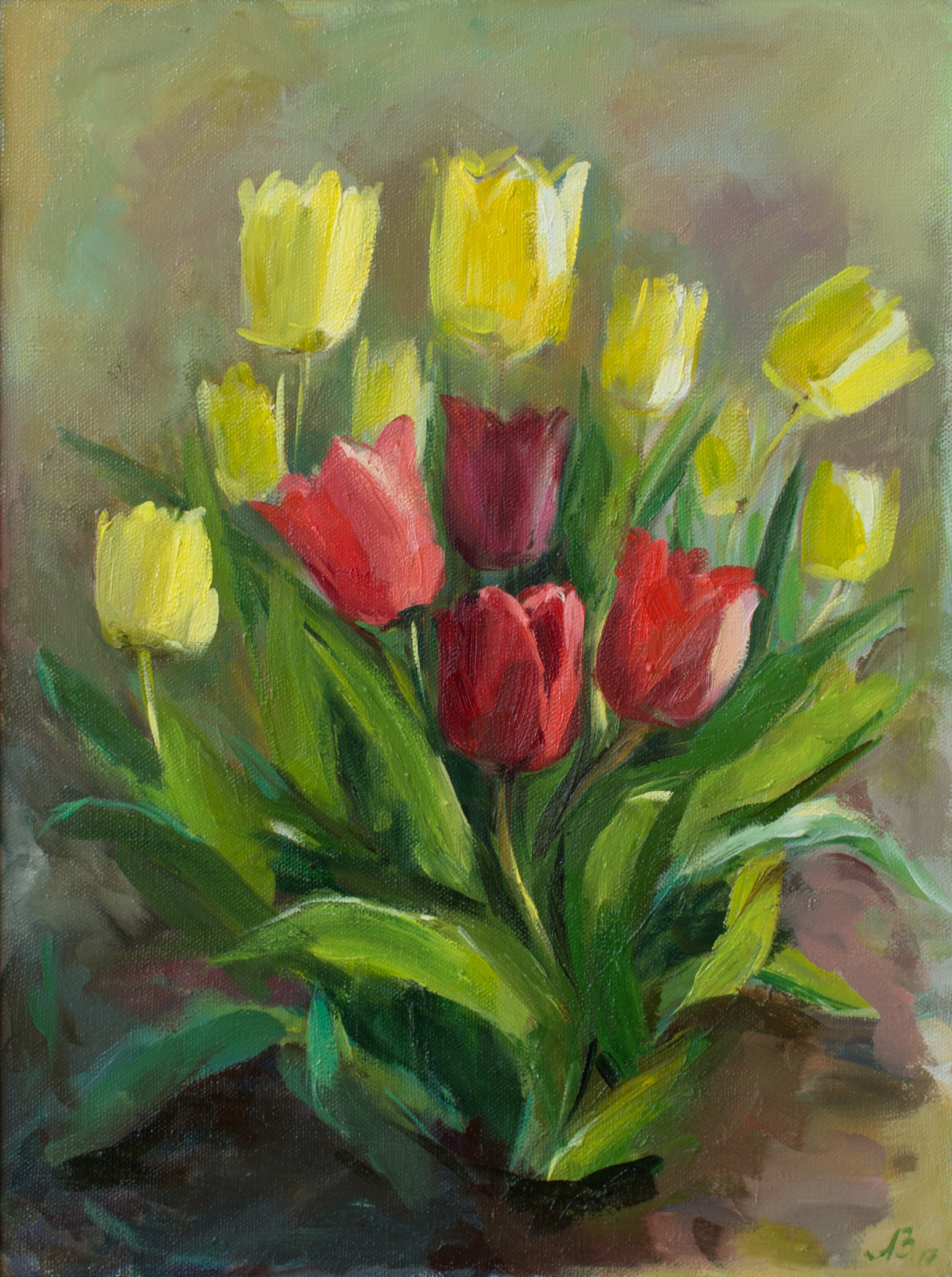 "Тюльпаны"холст, масло 40х30см, 2017г