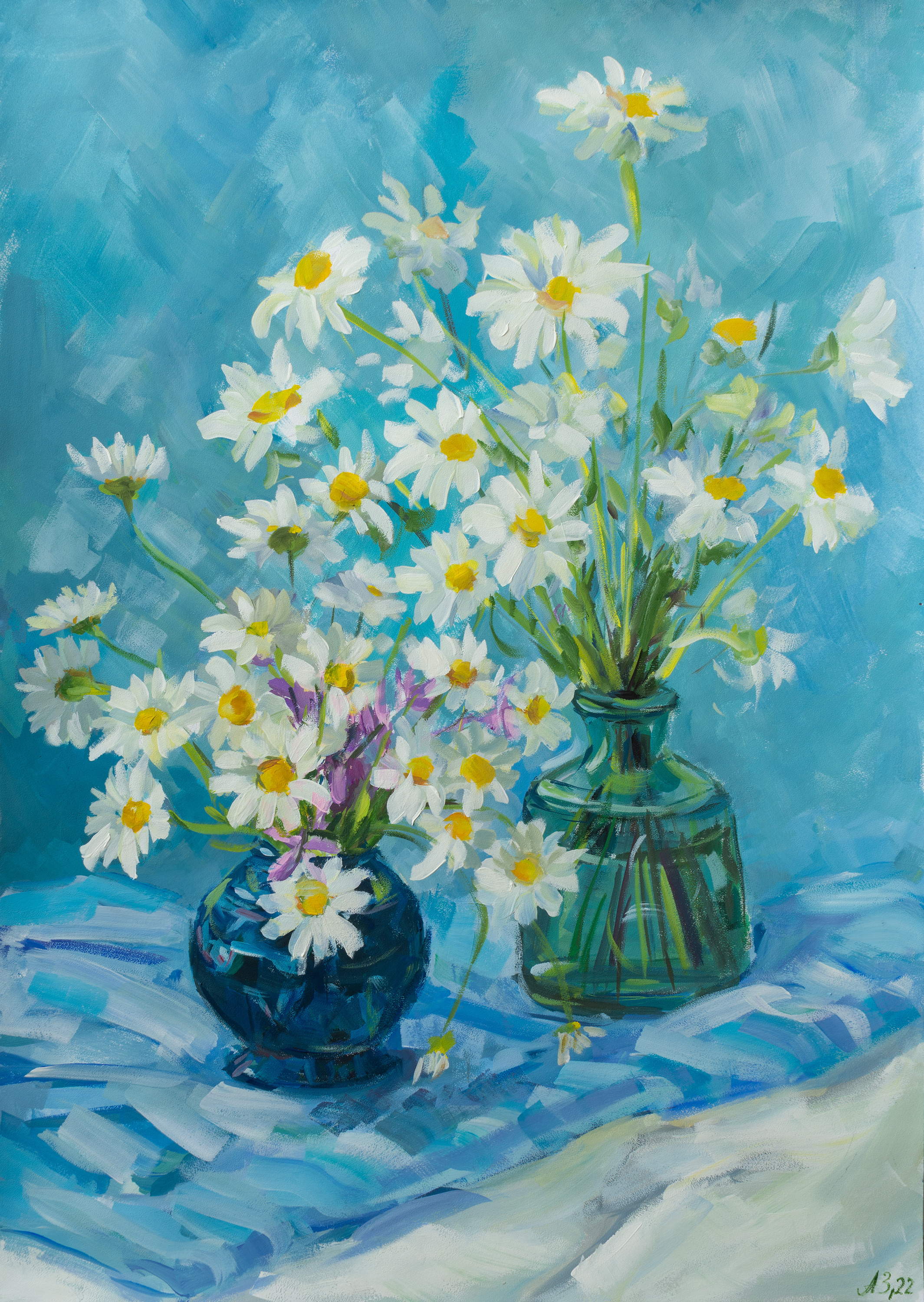"Букеты ромашек" бумага, гуашь 60х42см, 2022г
