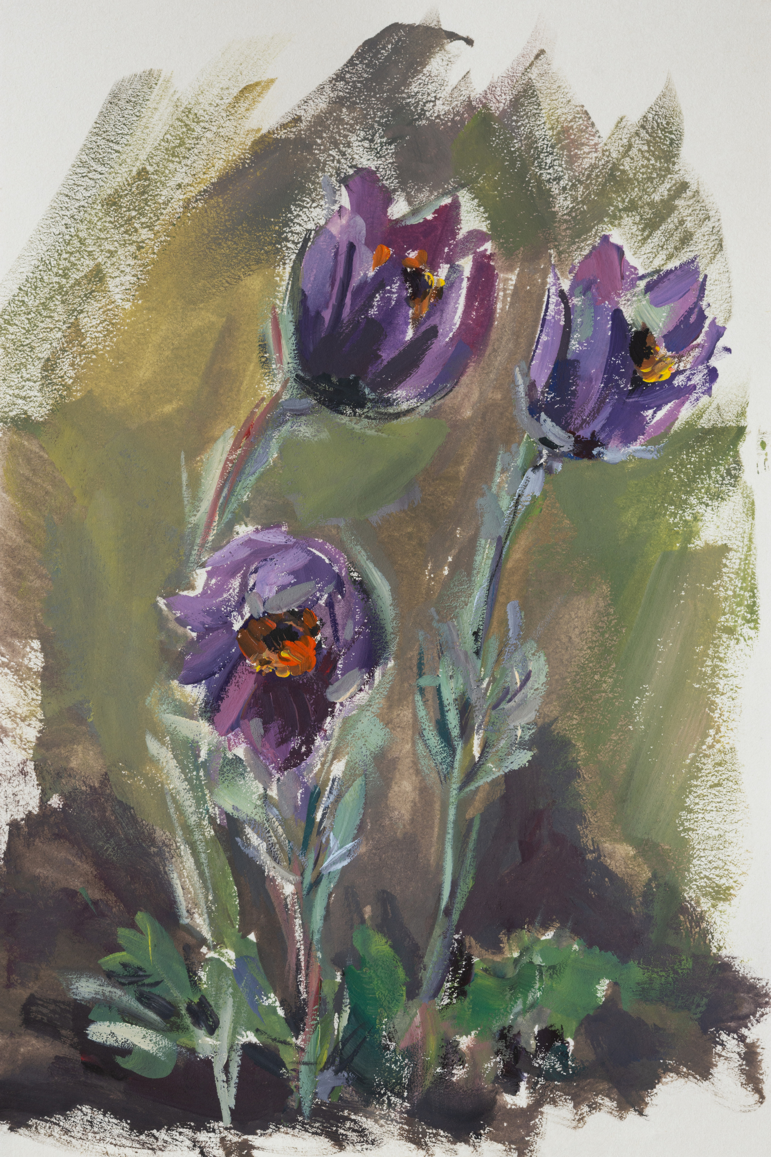 "Сон-трава на ветру" бумага, гуашь 25х18см, 2022г