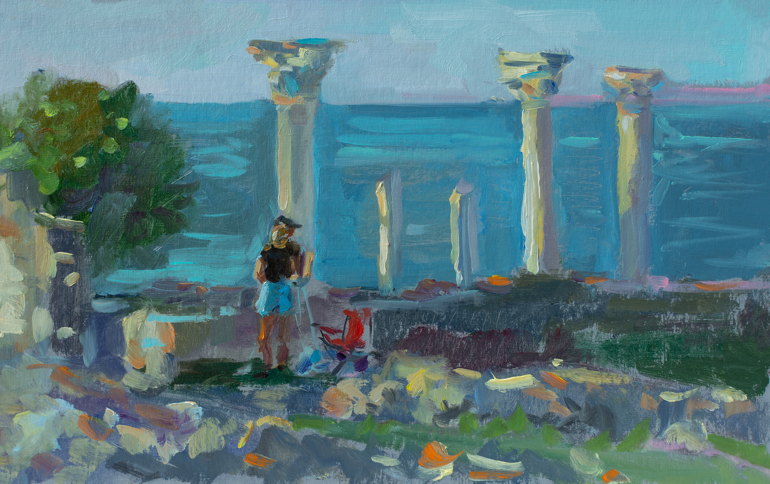 "Этюд.Пленэр.Херсонес" картон, масло 19х30см, 2022г