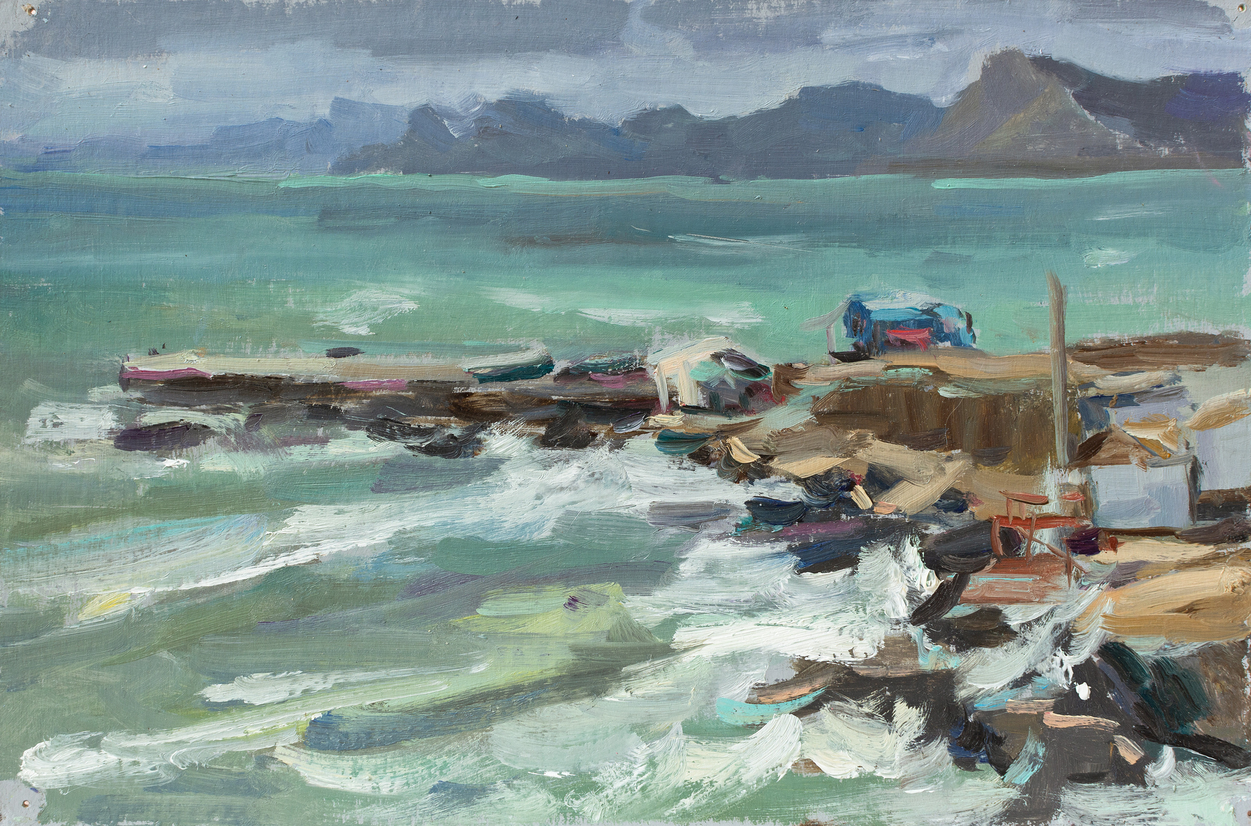 "Этюд.Штормит.Капсель" картон, масло 20х30см, 2022г