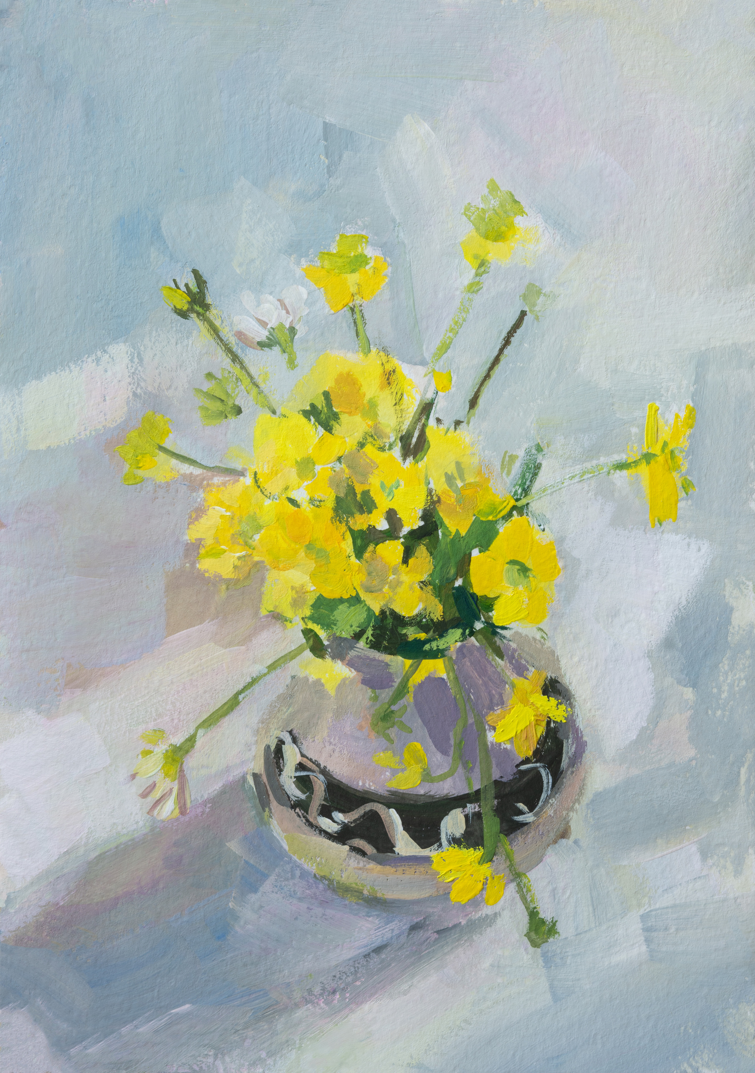 "Желтенькое настроение" бумага, гуашь 21х15см, 2022г