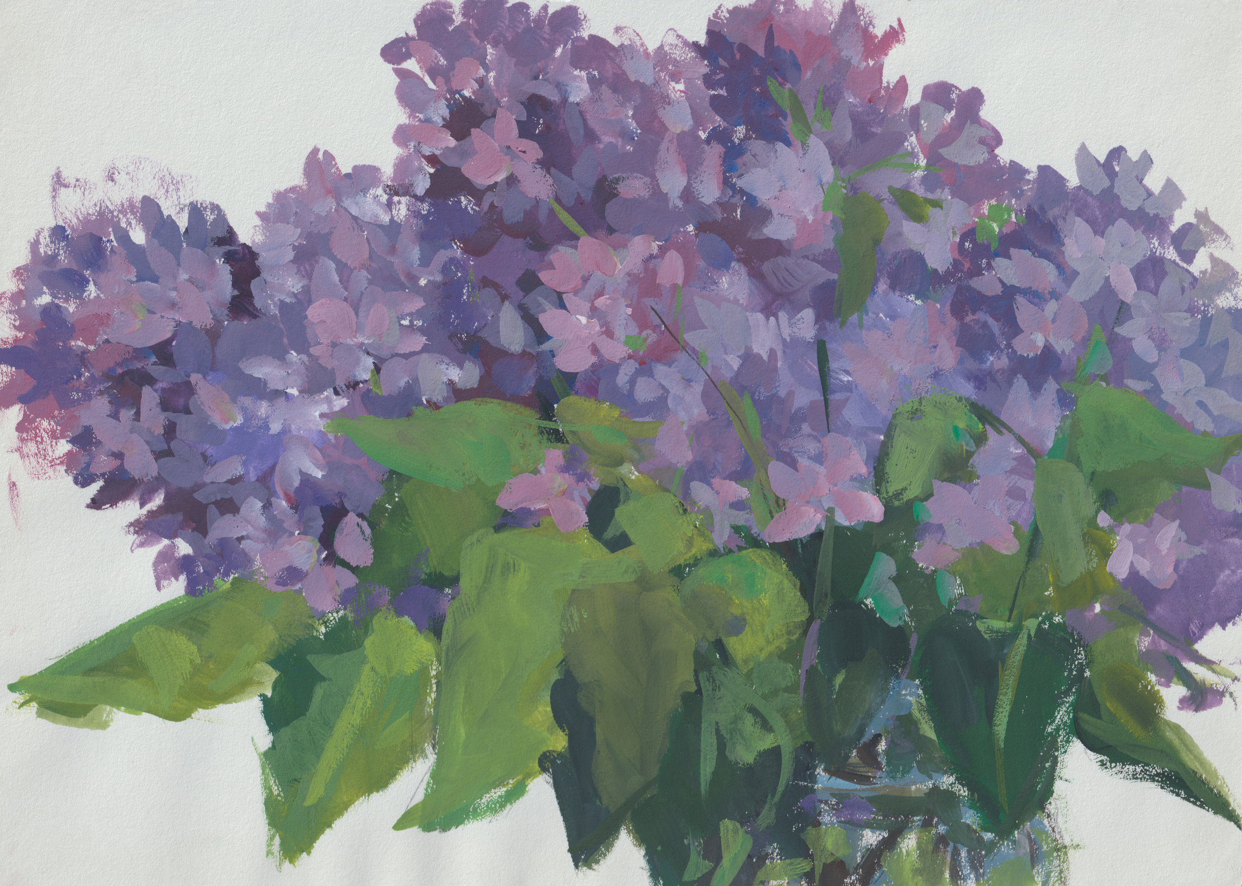 "Букет сирени.Этюд" бумага, гуашь 18х25см, 2023г