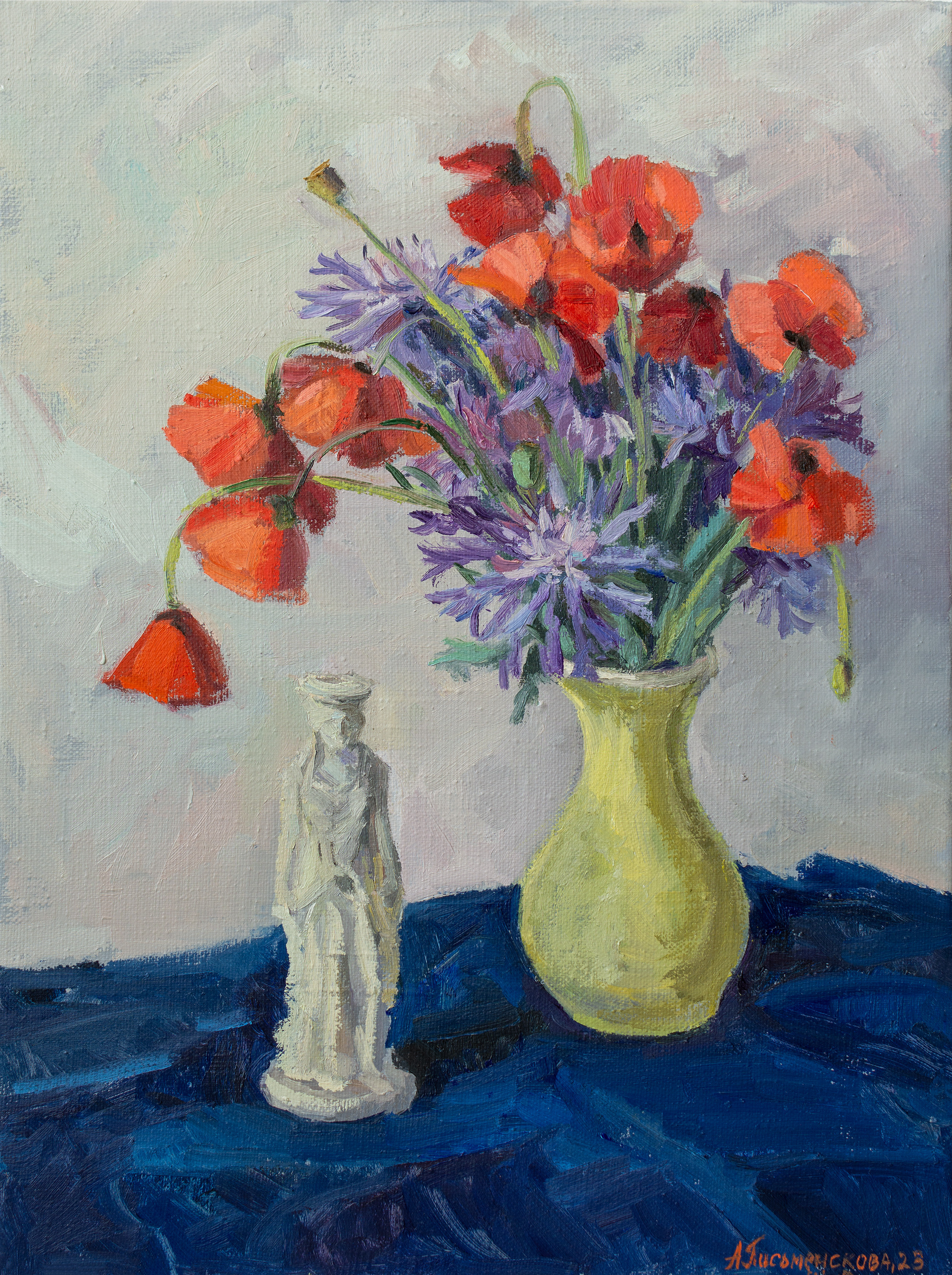 "Васильки и маки" холст, масло 40х30см, 2023г