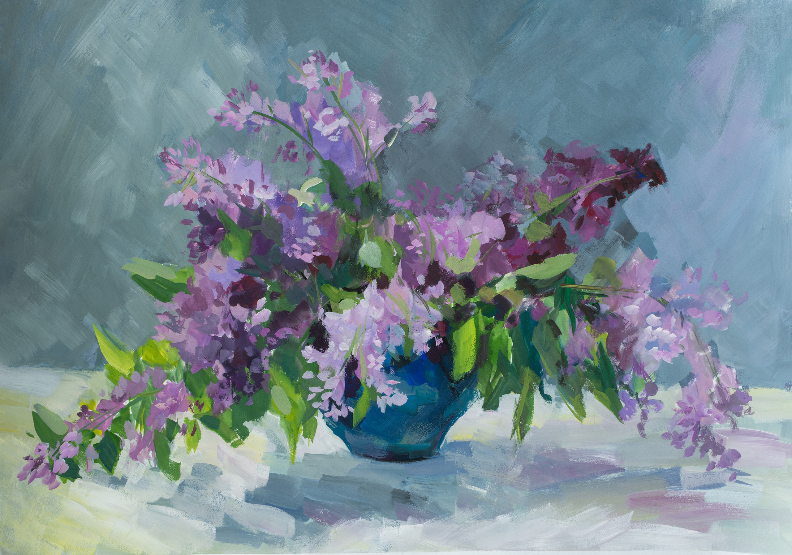 "Букет весенний сирень" бумага, гуашь 42х60см, 2022г