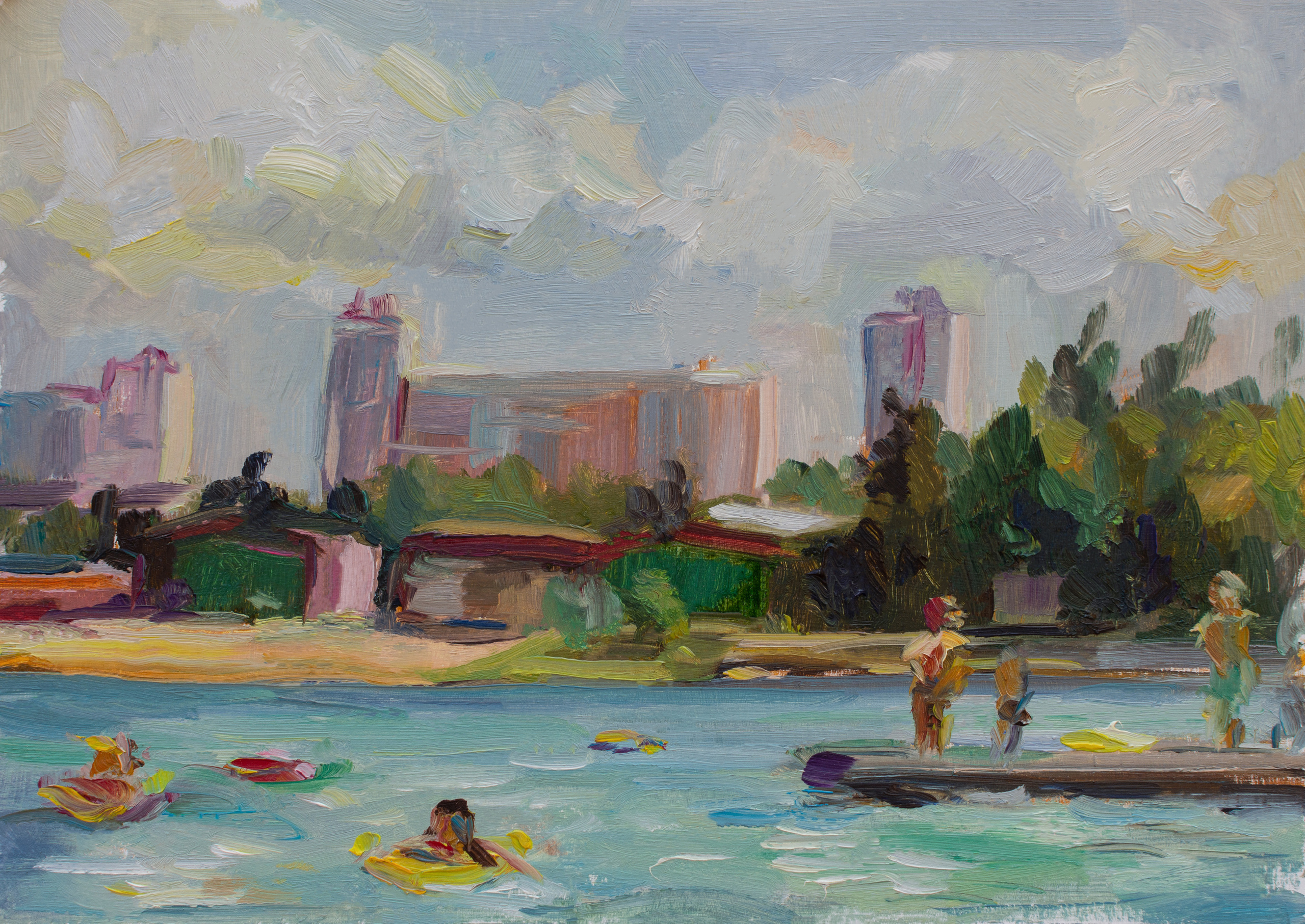 "Пляж Омега. Этюд" картон, масло 23х17см, 2019г