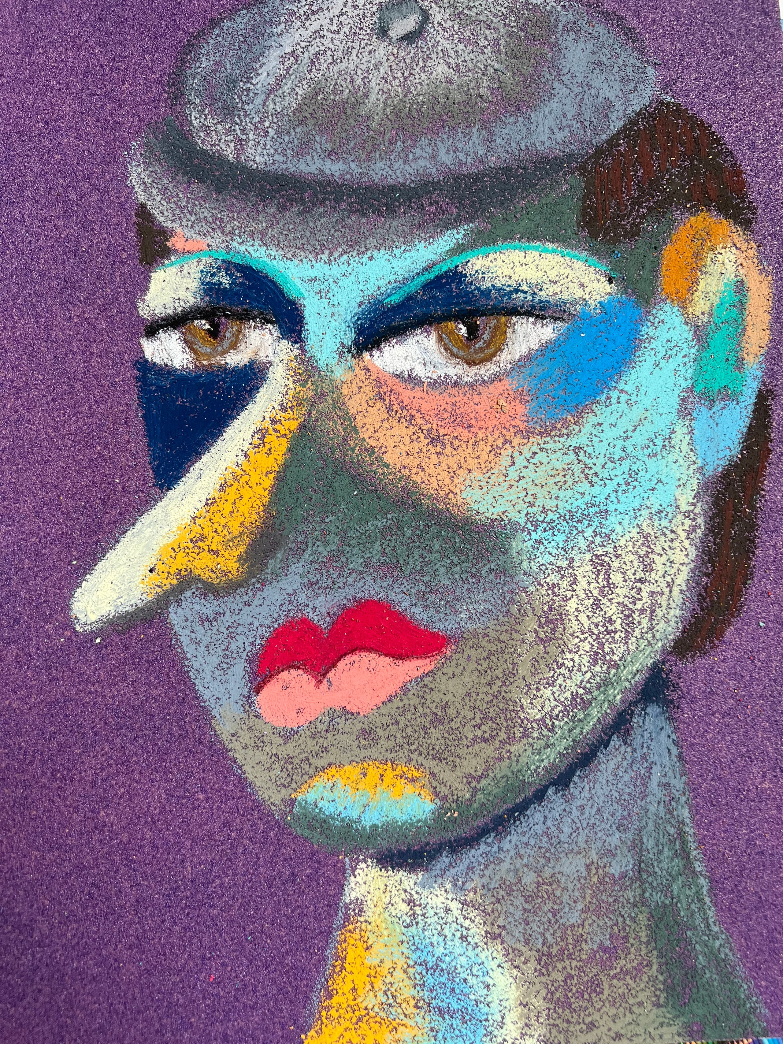 Worker Medium: Oil pastel, sandpaper Size: 28 x 23 cm