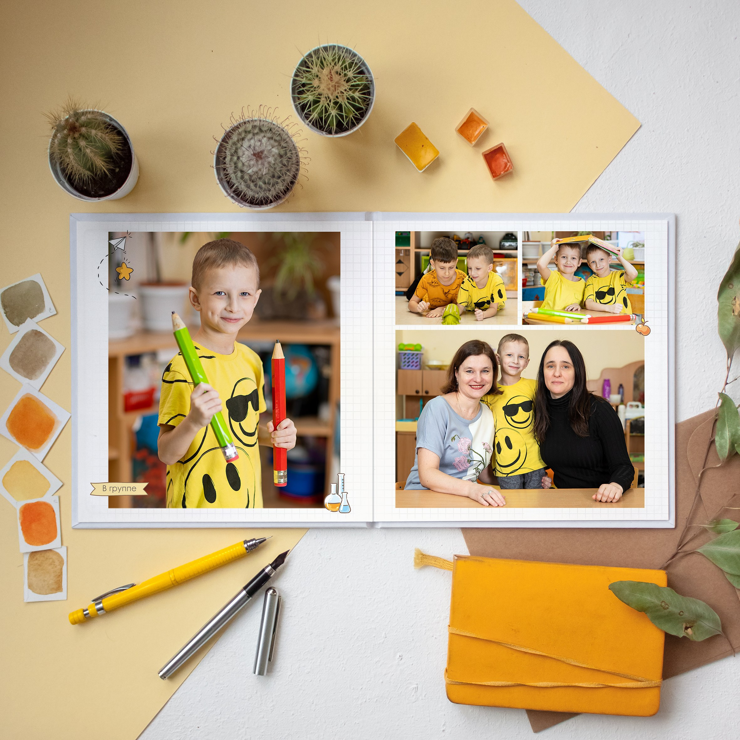 Дизайн «Воздушное путешествие» 20×20. Выпускные альбомы СПБ для садов и школ | Фотограф Олька Евченко