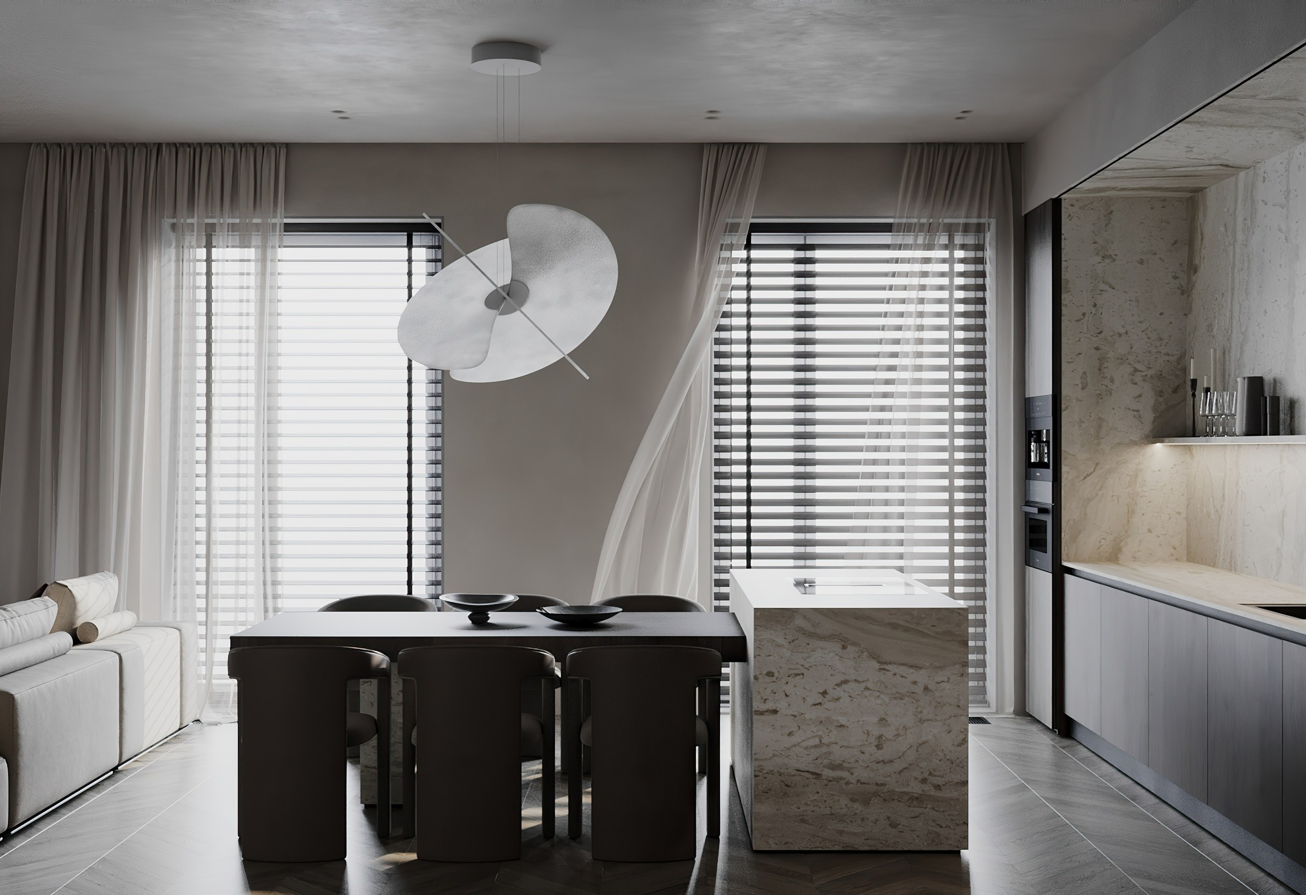 Кухня —гостиная ЖК Титул. Визуализатор Векшина Елена