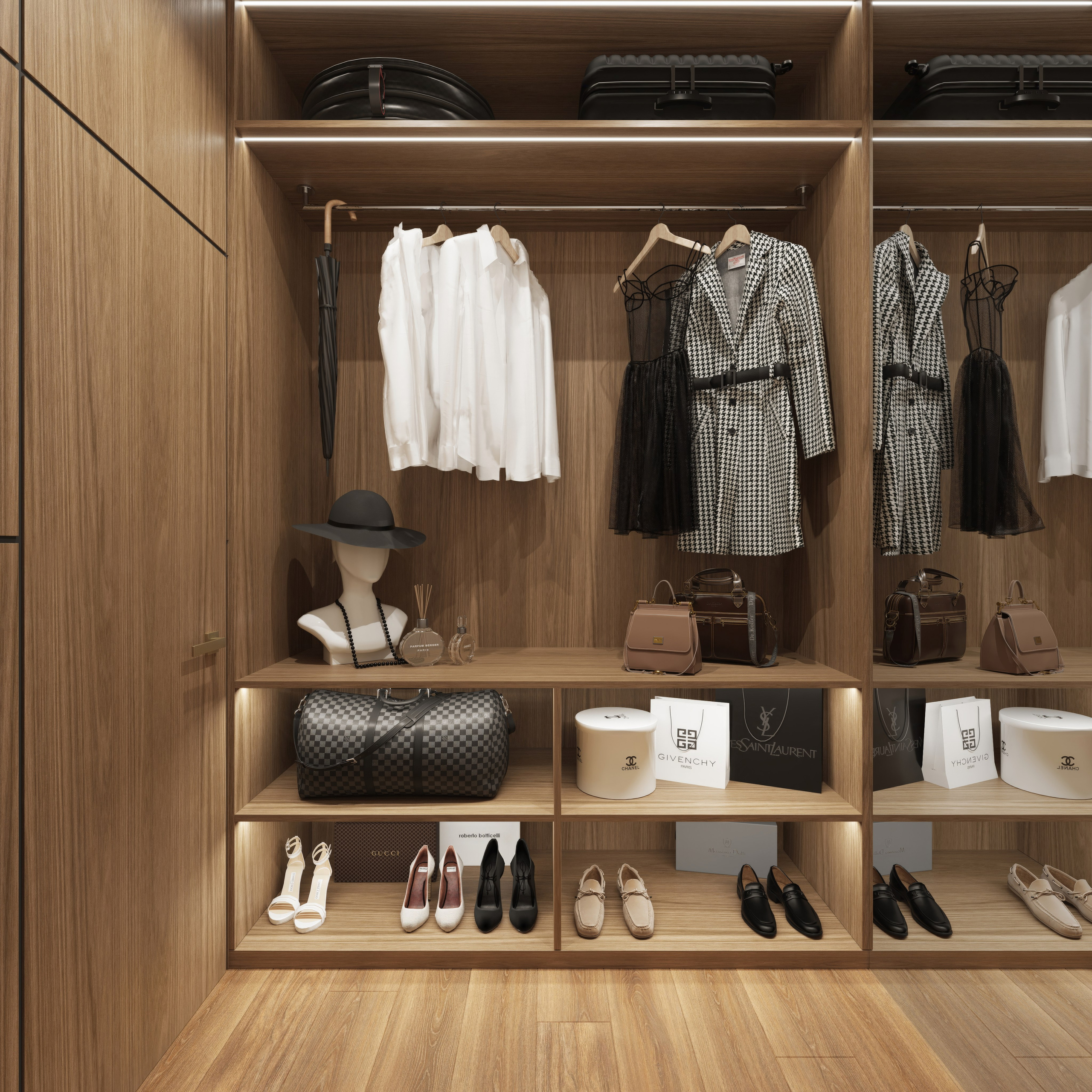 3Д визуализация гардероба и дизайн премиальной квартиры. Город Сочи.