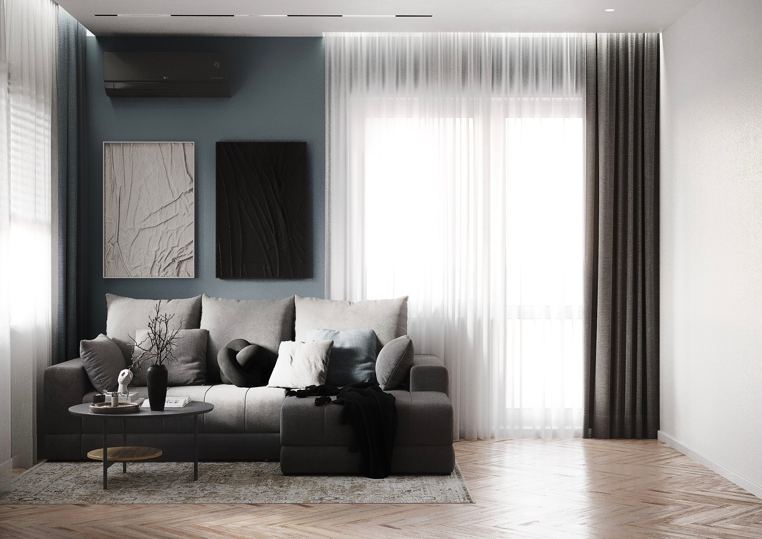 Монохромная квартира 50 м² для обаятельного мужчины. Батракова Наталья дизайнер интерьеров Санкт-Петербург Москва Архангель