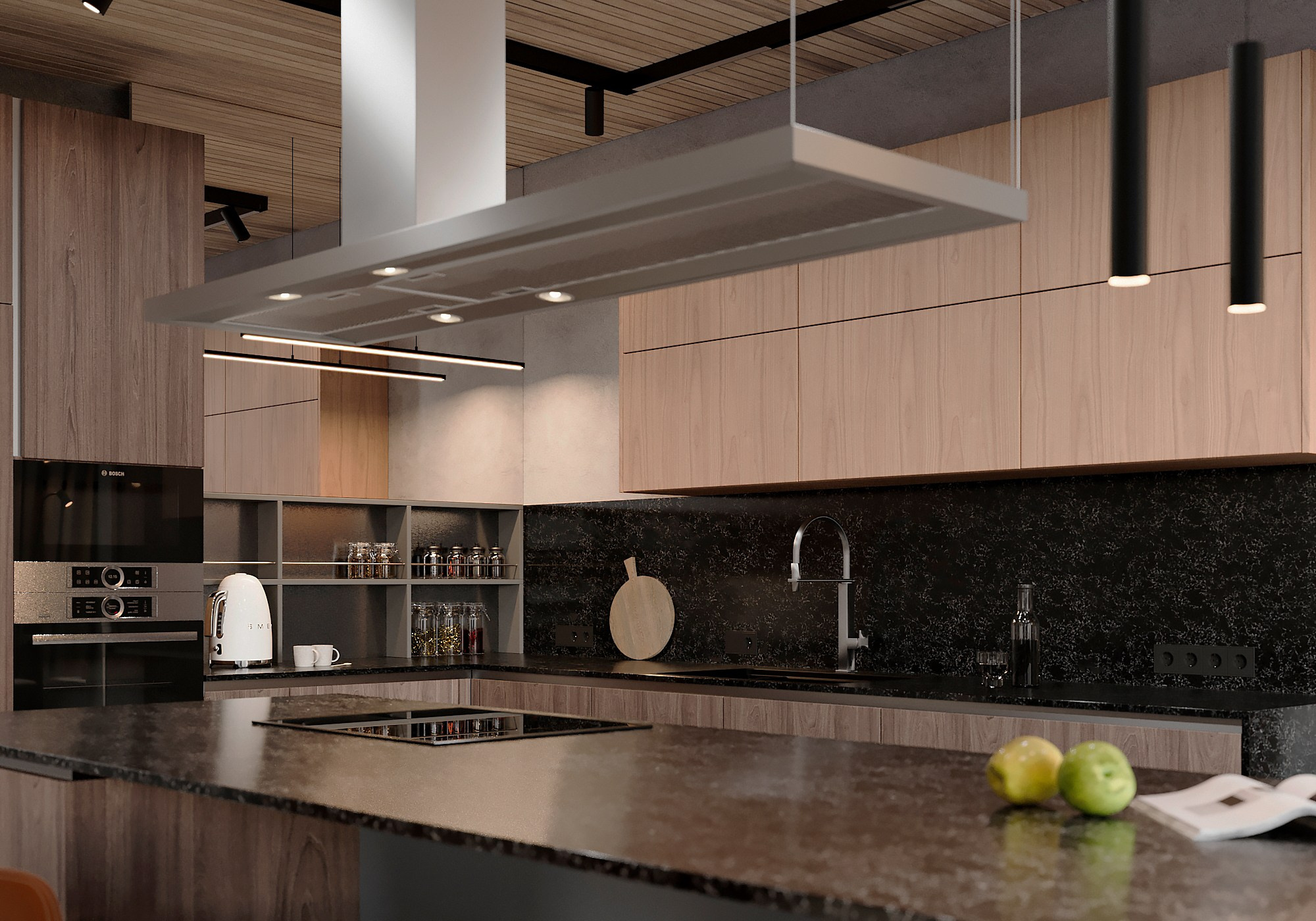 Кухня-столовая и холл (1 этаж). 3D-дизайнер Кристина Пуляевская