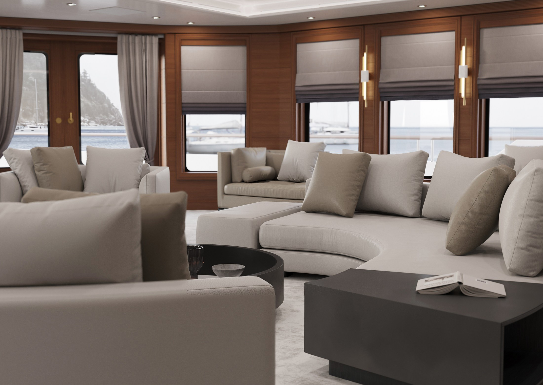 3 варианта гостиной на яхте. Дизайн Марина Павлюченкова. 3D визуализатор интерьеров Ксения Жарко