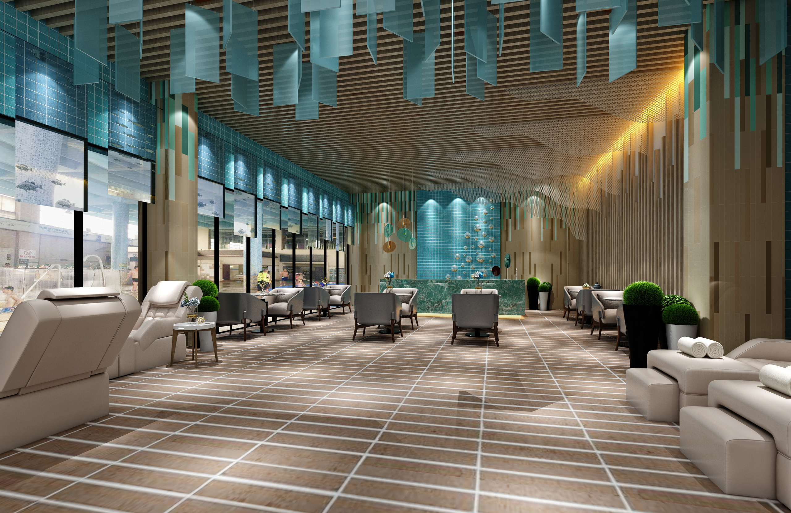 Pool center "Feel good" , Zhongshan , China. 2018. Студия дизайна интерьеров