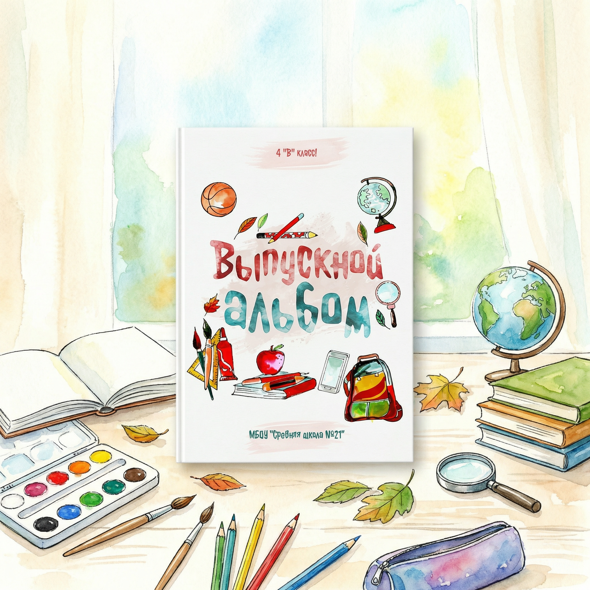 020 Aquarel. Дизайны, psd шаблоны школьных и выпускных альбомов и обложек