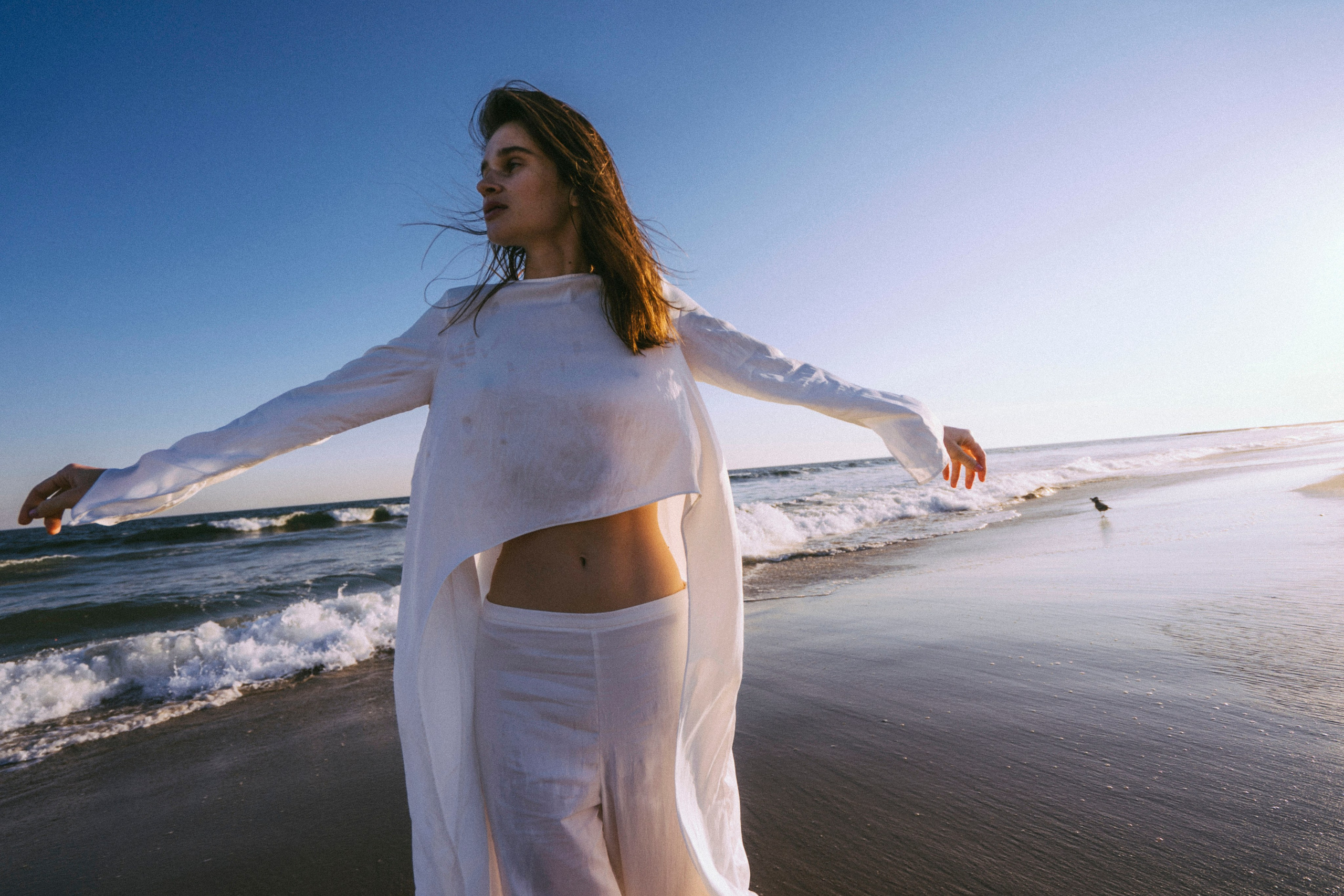 On a beach in New York. New York photographer RINAT SHAHMETOV in New York city