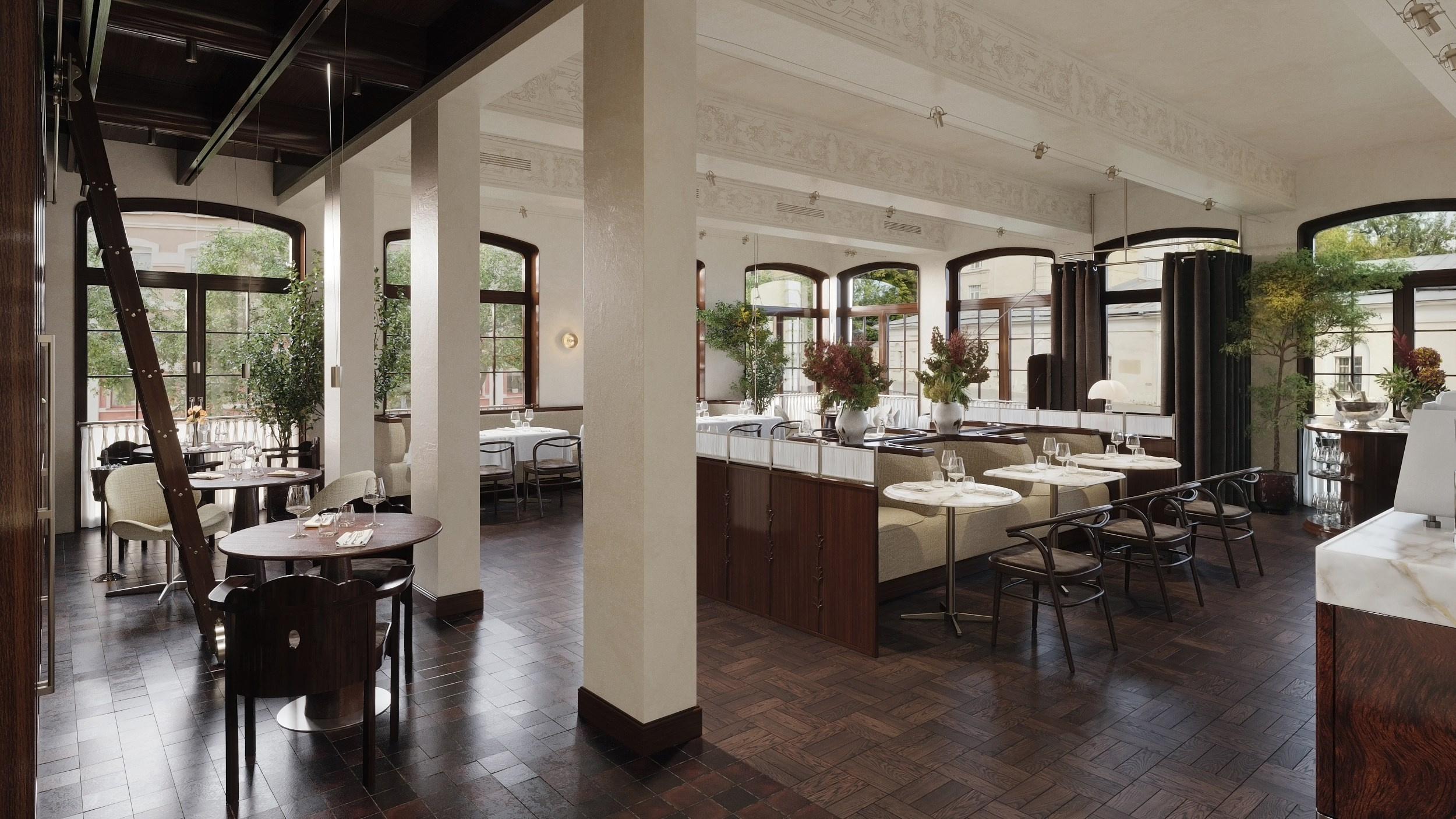 Restaurant in Moscow. Renders by TATYANA SHEVCHENKO