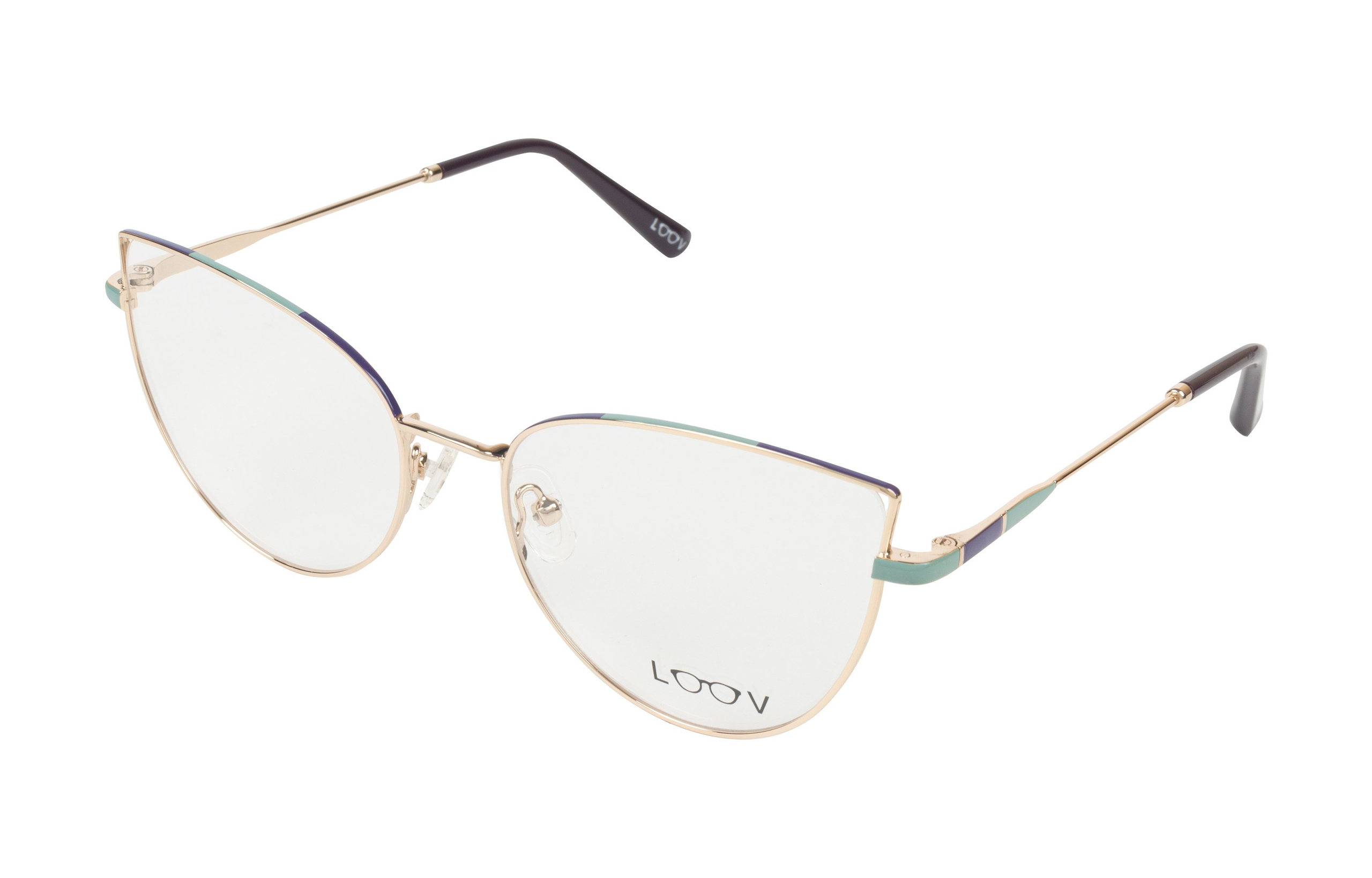 Очки на белом фоне с золотой оправой