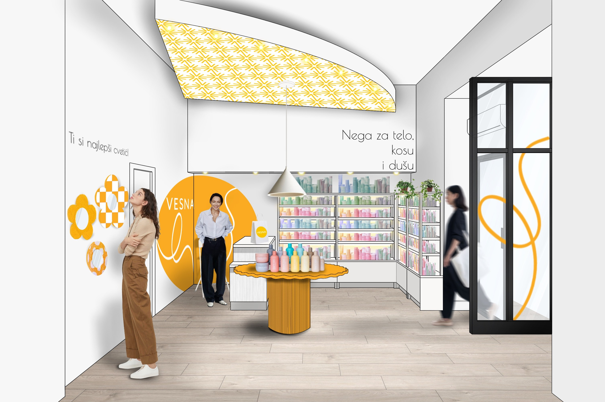 Яркий дизайн для магазина косметики в центре Белграда. Дизайн интерьеров по всему миру