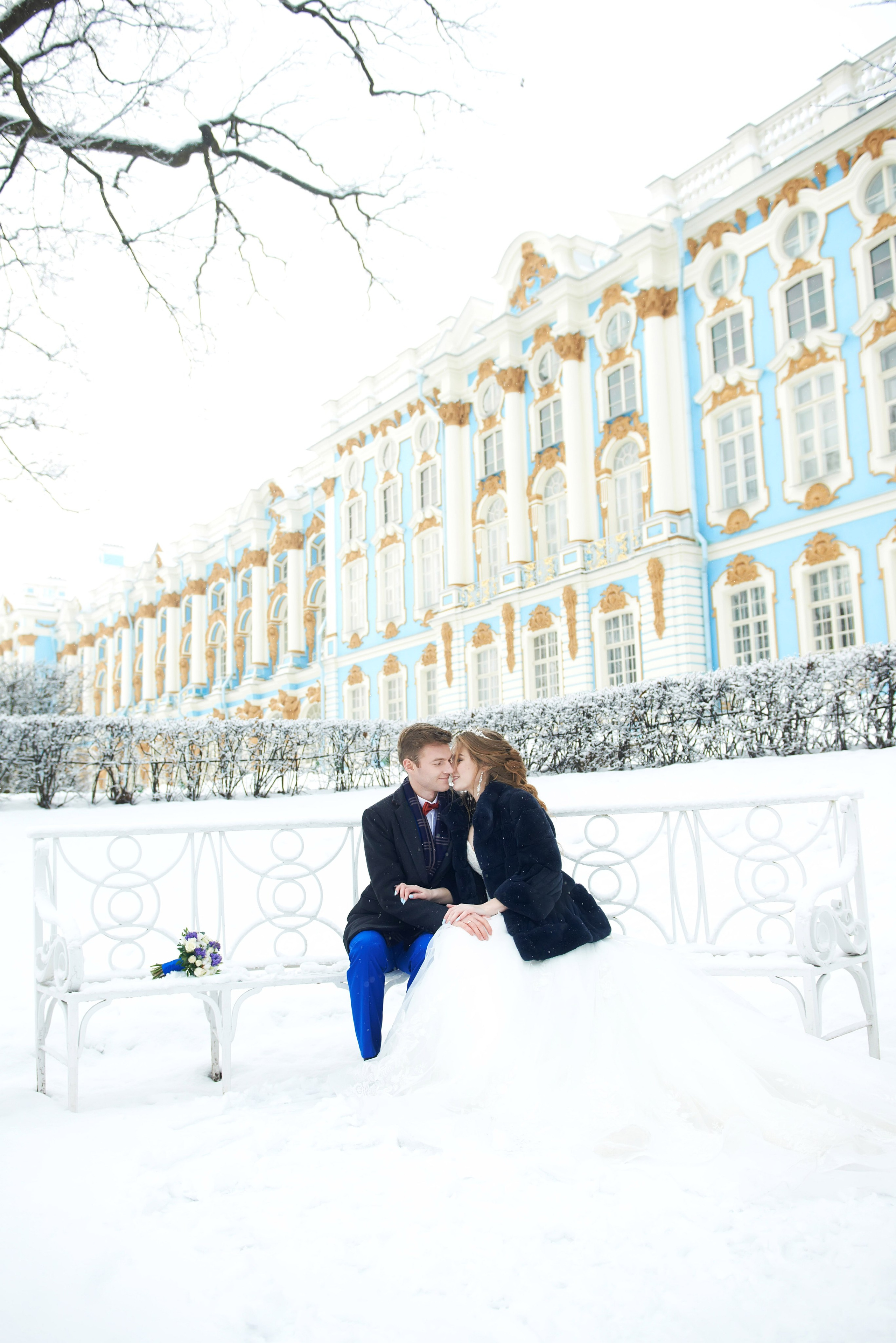 Надежда и Владислав (зимняя свадебная фотосессия в Пушкине в Екатерининском парке). Портретный, семейный и свадебный фотограф в Санкт-Петербурге и в Пушкине Ширяев Денис