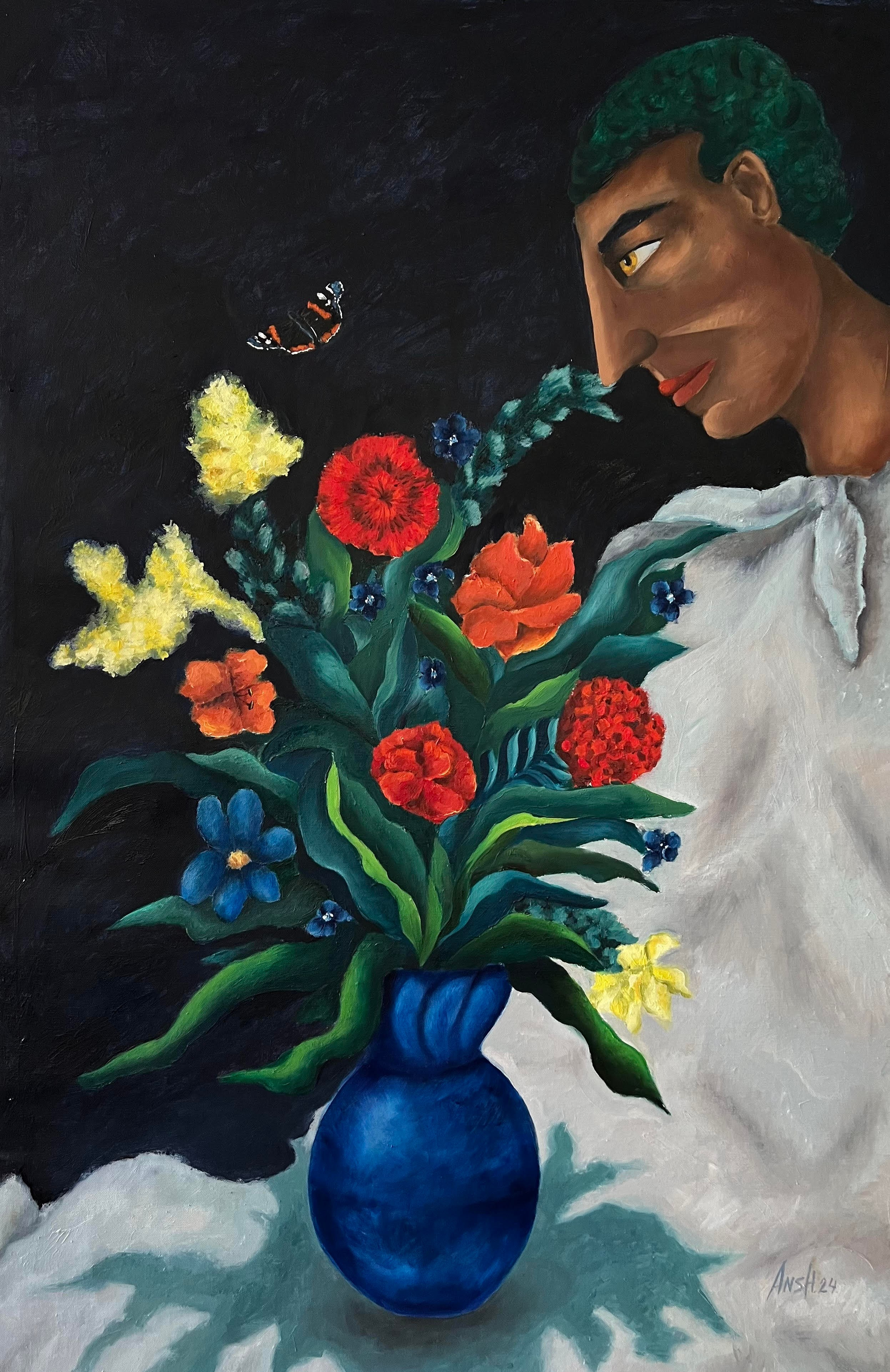 Moment of silence. Oil on canvas 115x75cm