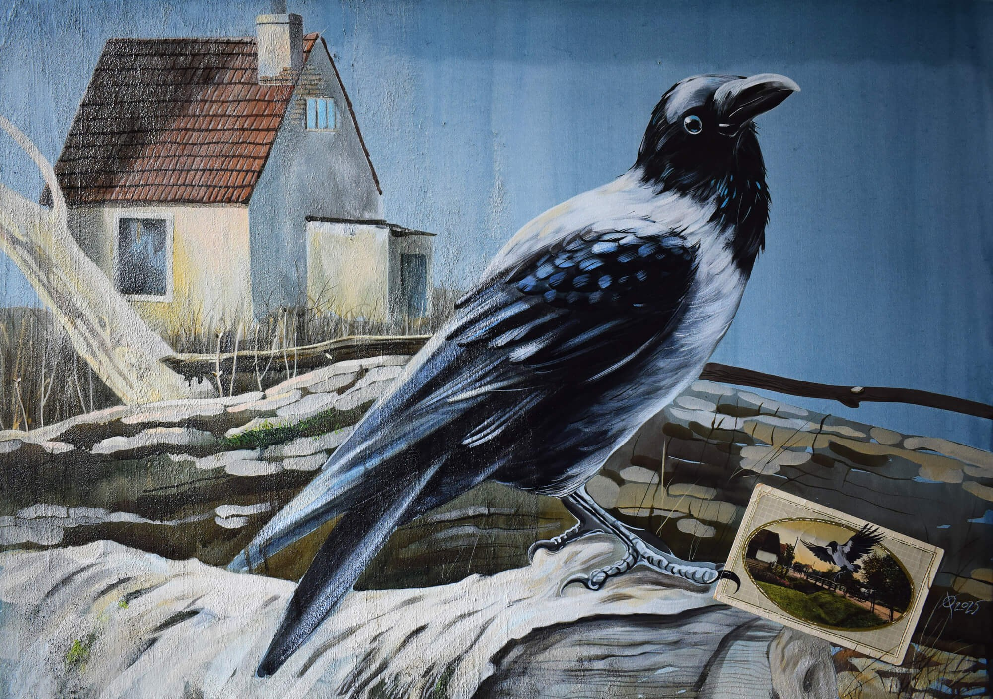 The nest, 50/70, mixed media on canvas, 2025