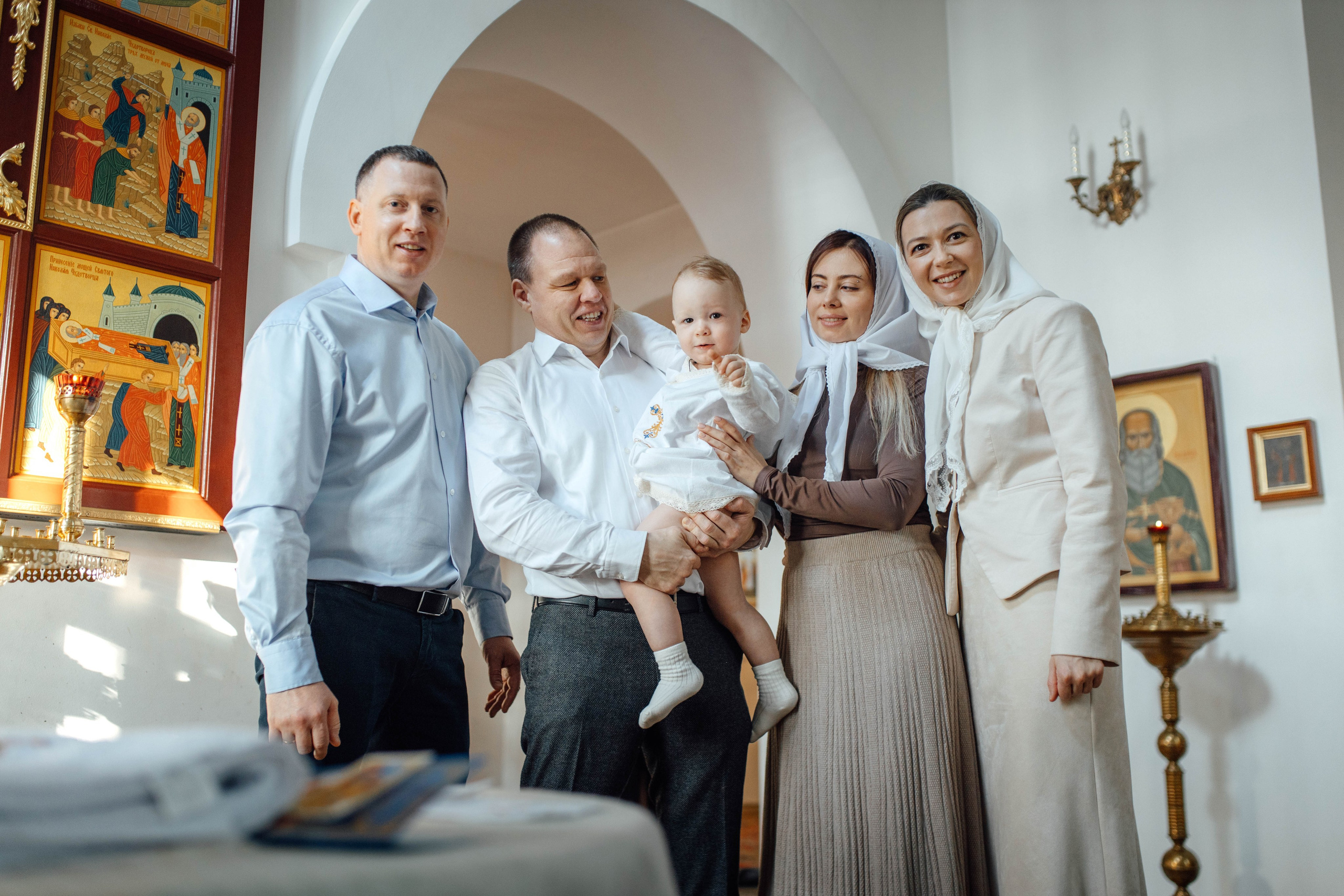 Таинство крещения Льва, храм Вознесения Господня, Ждановичи, февраль 2025