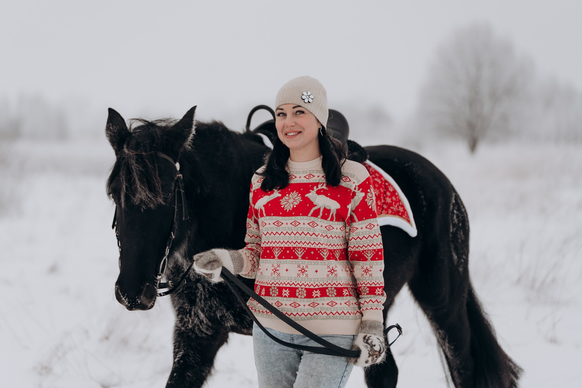 Зимняя фотосессия с лошадьми для двоих. Свадебный и репортажный фотограф в Ярославле Евгений Сальников