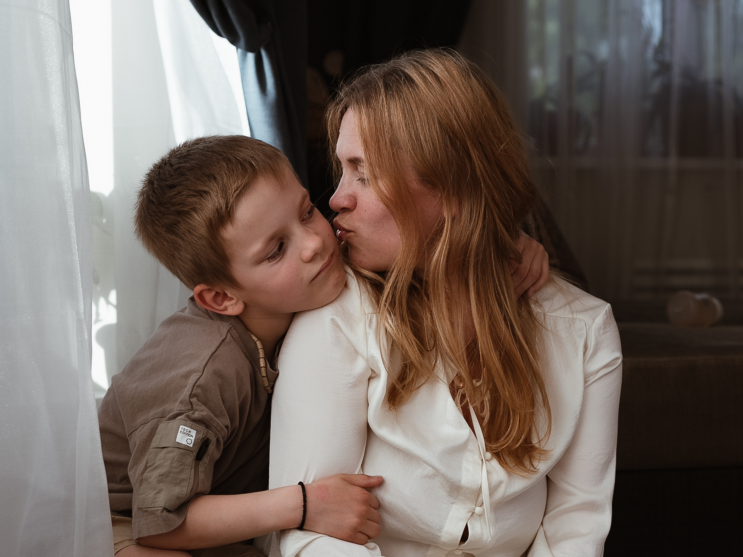 Twins with sister. Home