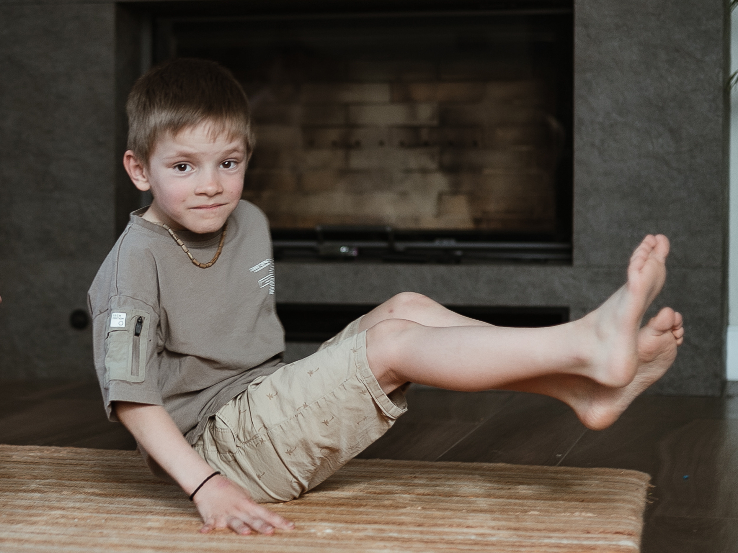 Twins with sister. Home