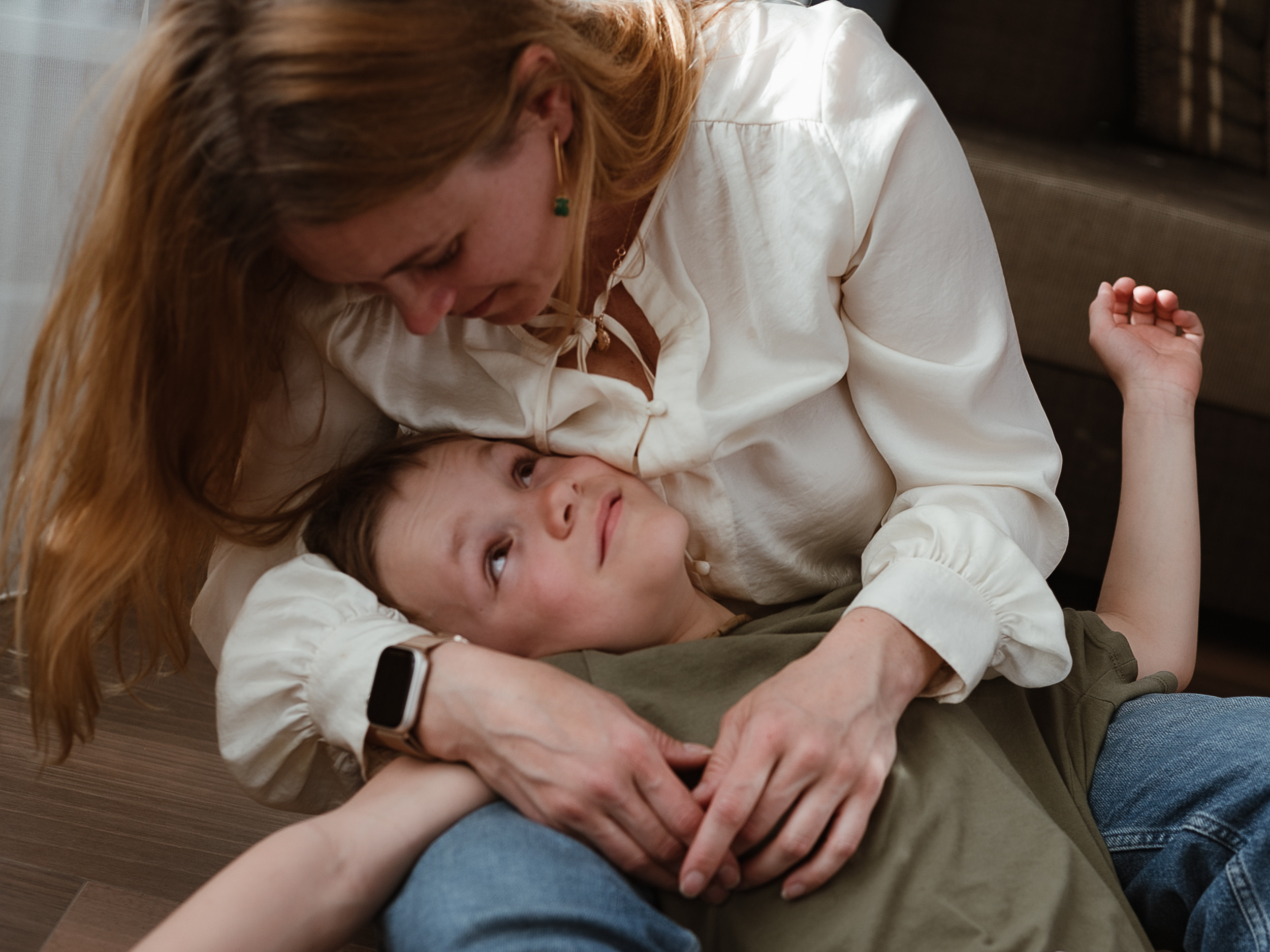 Twins with sister. Home