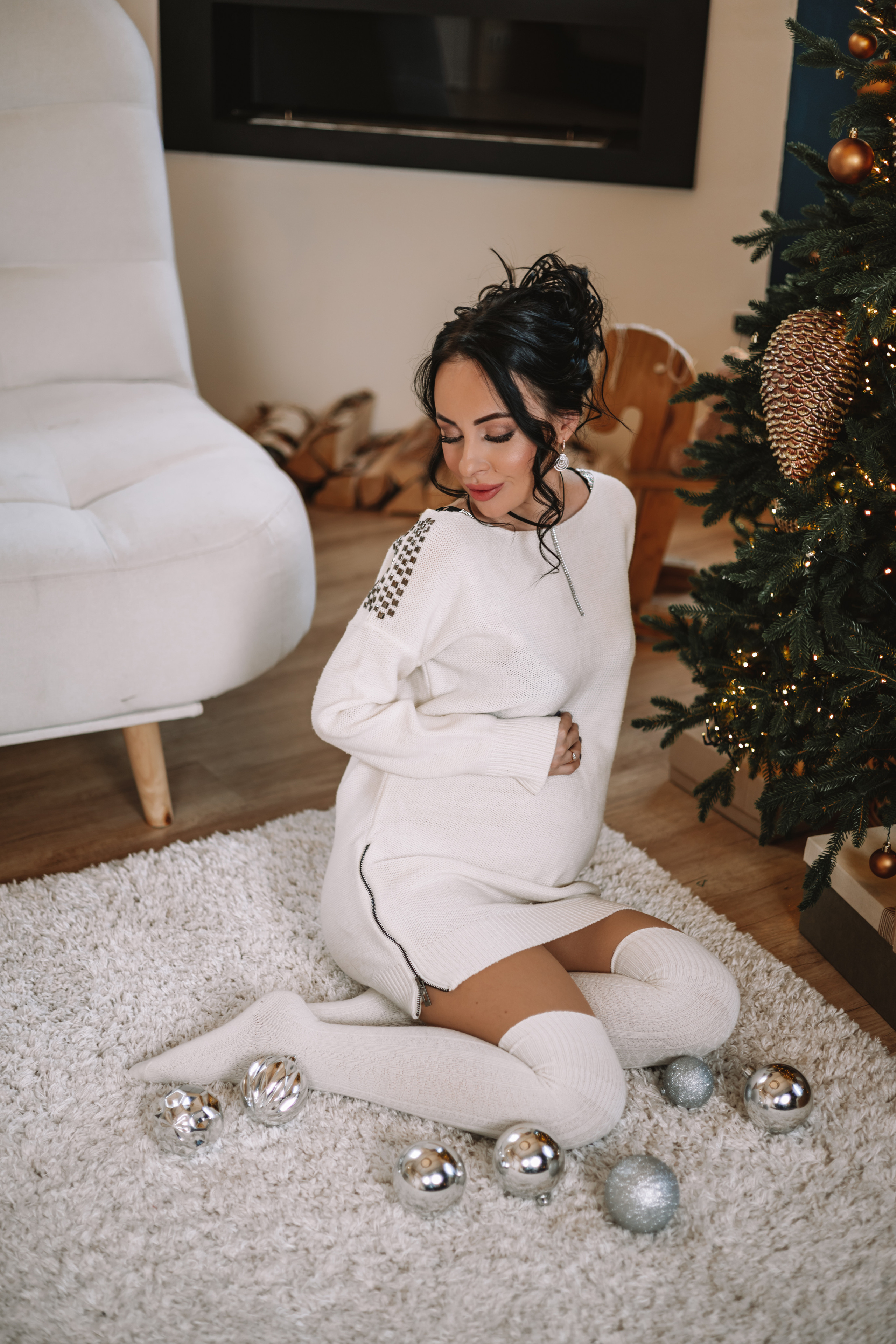 Белое платье-свитер с гетрами на прокат в Казани. Профессиональный Фотограф в Казани Яна Забелина