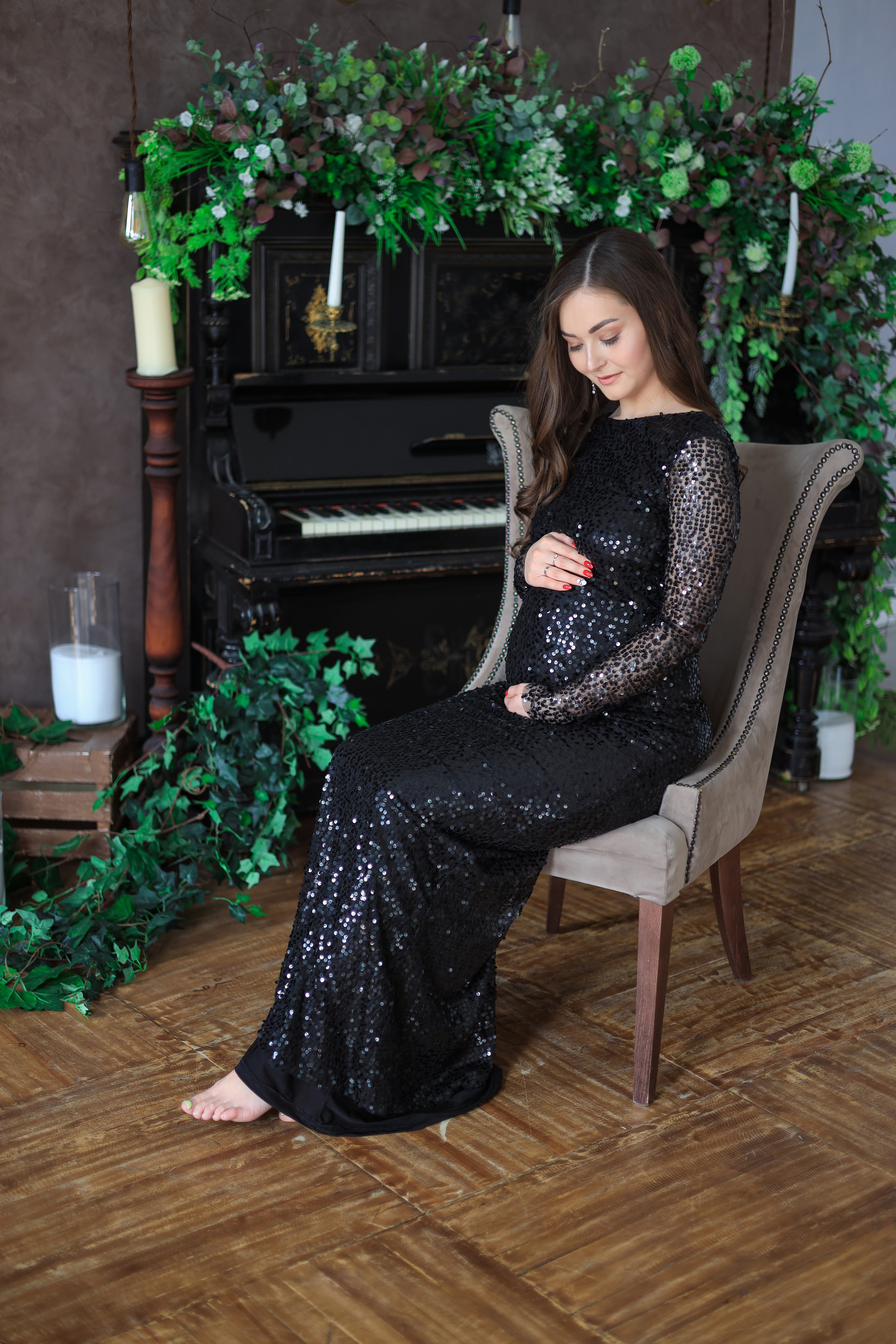 Черное блестящее с рукавом на прокат в Казани. Профессиональный Фотограф в Казани Яна Забелина