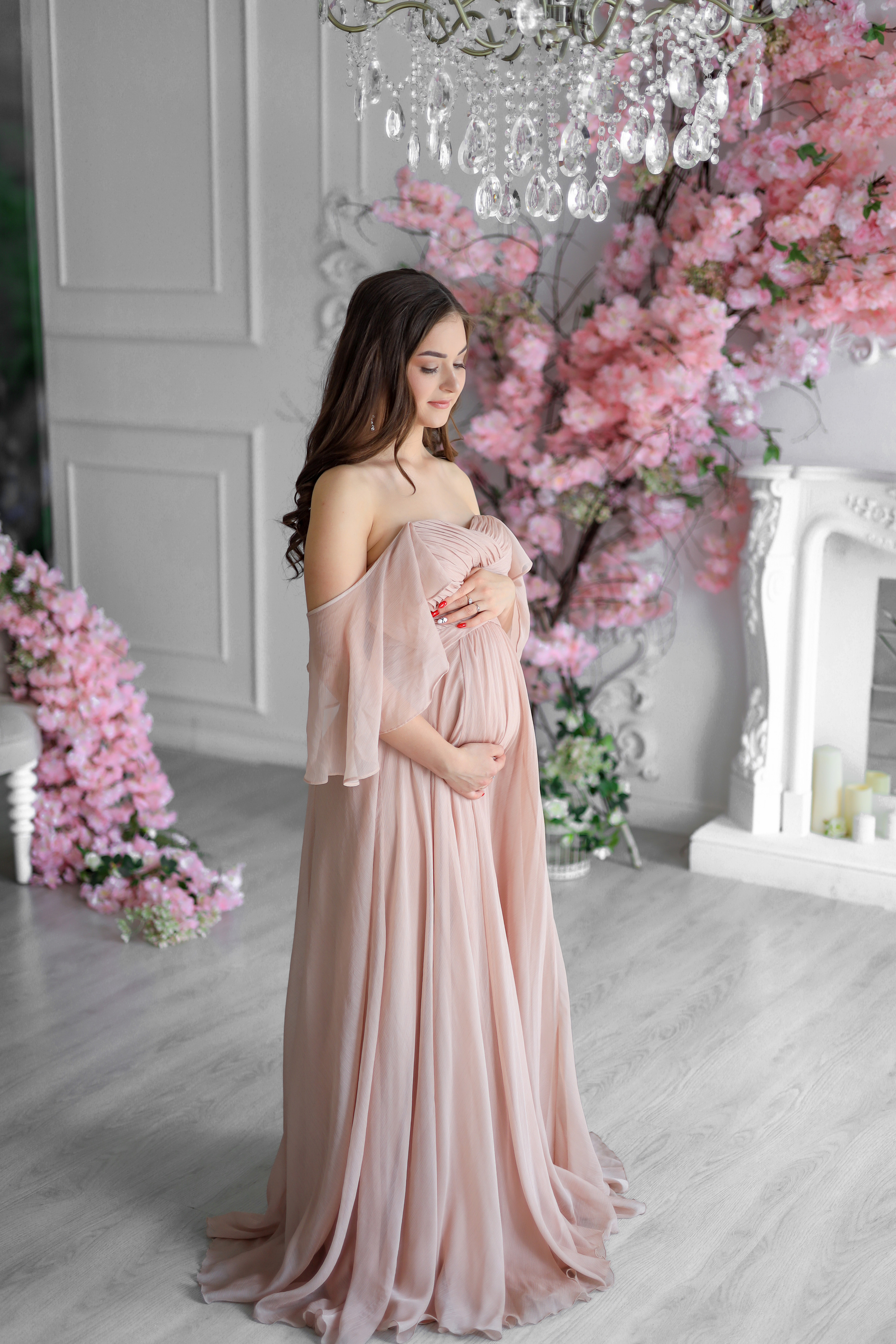 Пудровое шифоновое платье на прокат в Казани. Профессиональный Фотограф в Казани Яна Забелина