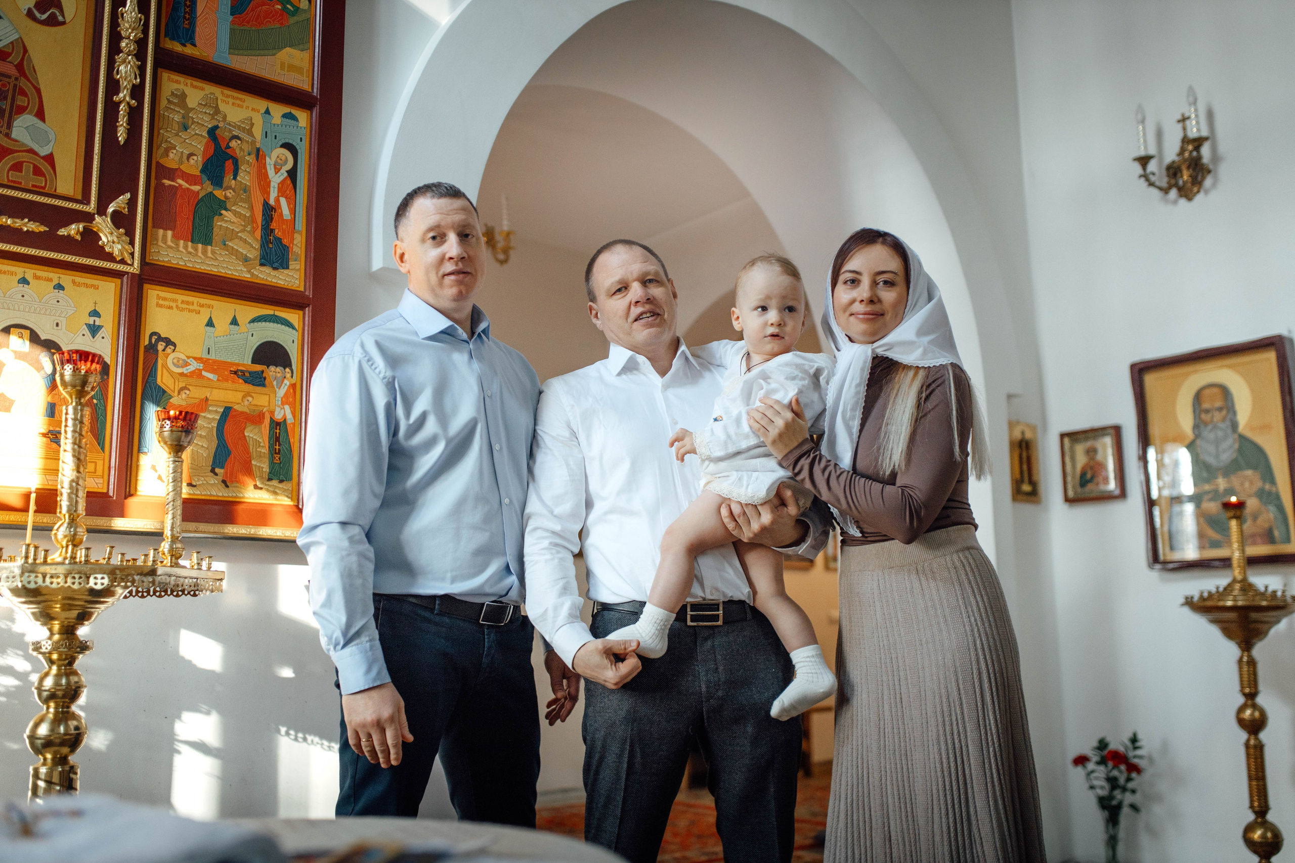 Таинство крещения Льва, храм Вознесения Господня, Ждановичи, февраль 2025