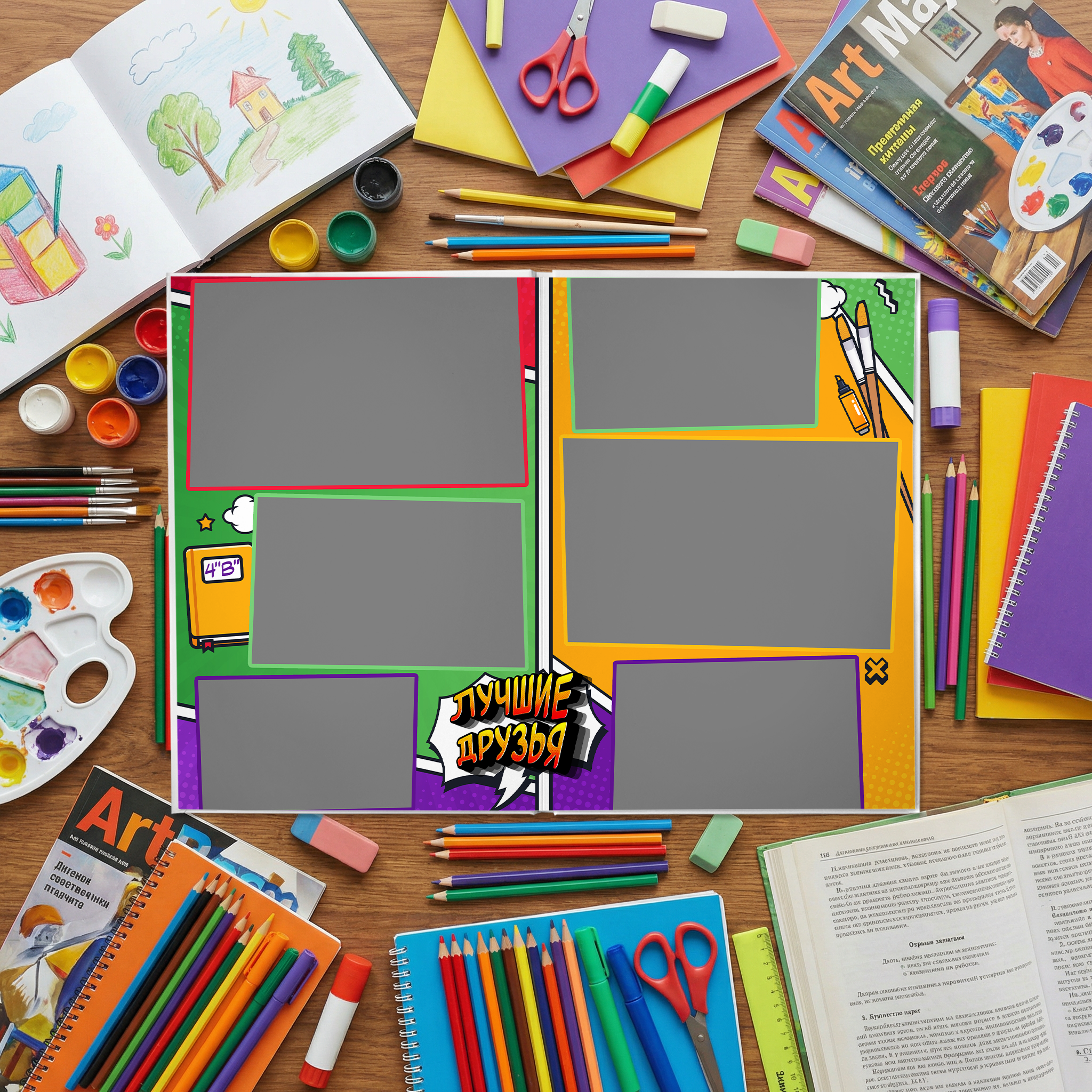 032 Comics II. Дизайны, psd шаблоны школьных и выпускных альбомов и обложек