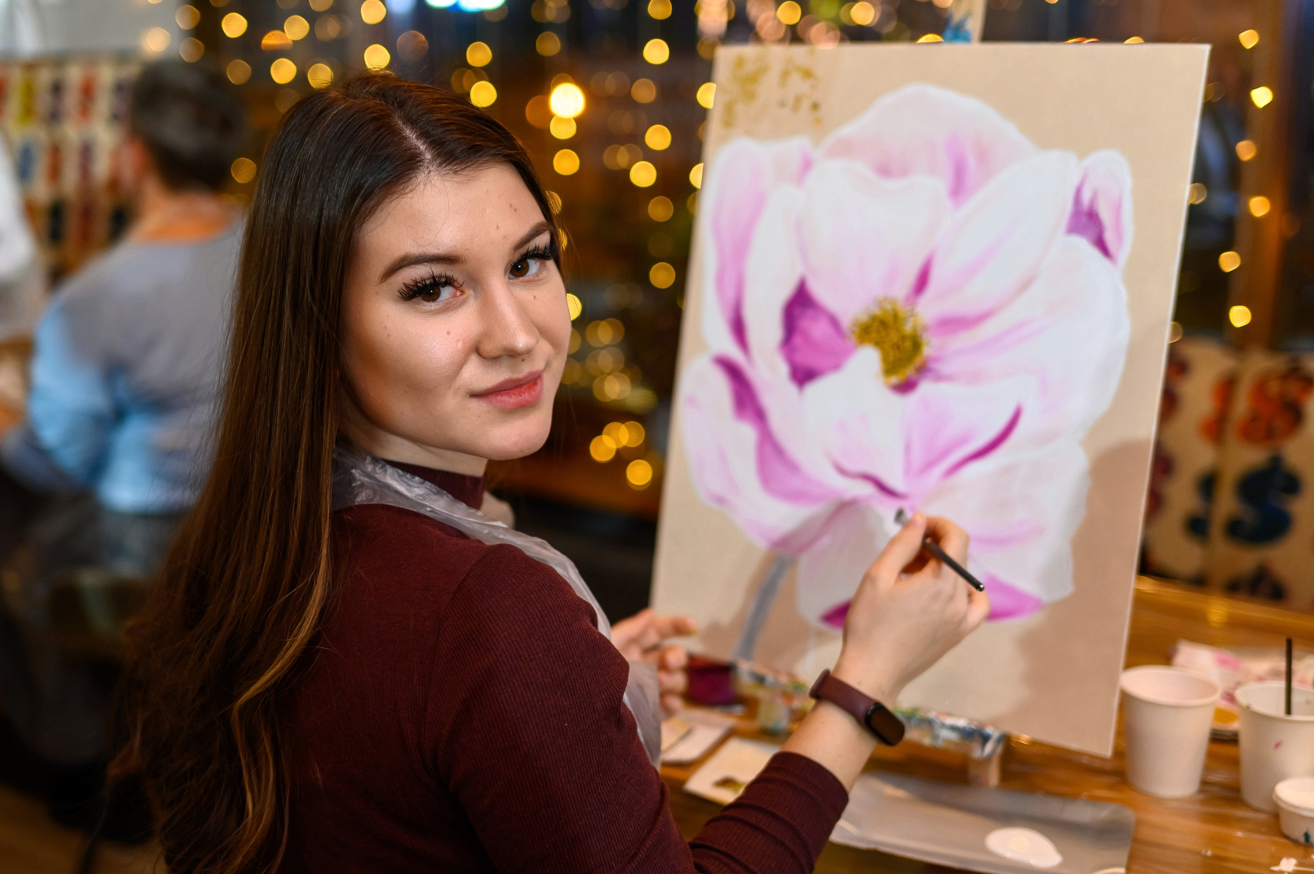 Репортажная съемка мастер-класса студии Art WOW в Казанском ресторане
