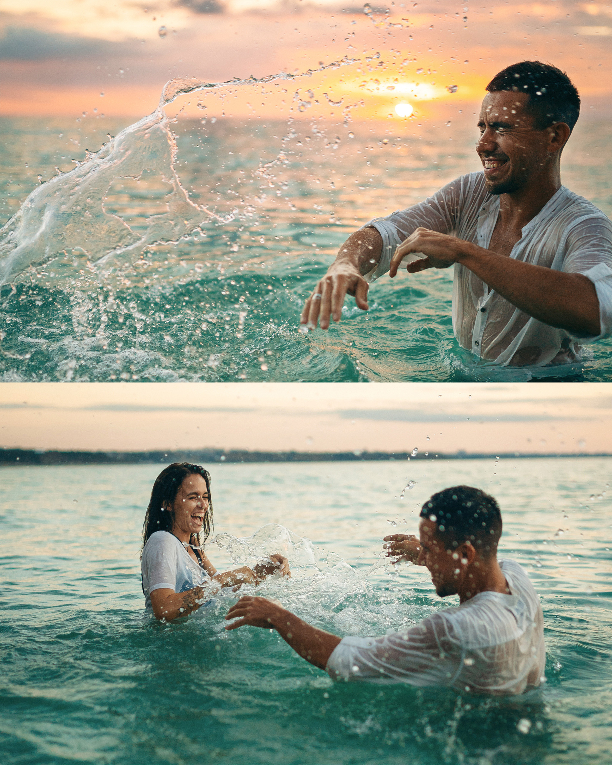 Семейная пара парень и девушка фотосессия на берегу моря в Севастополе