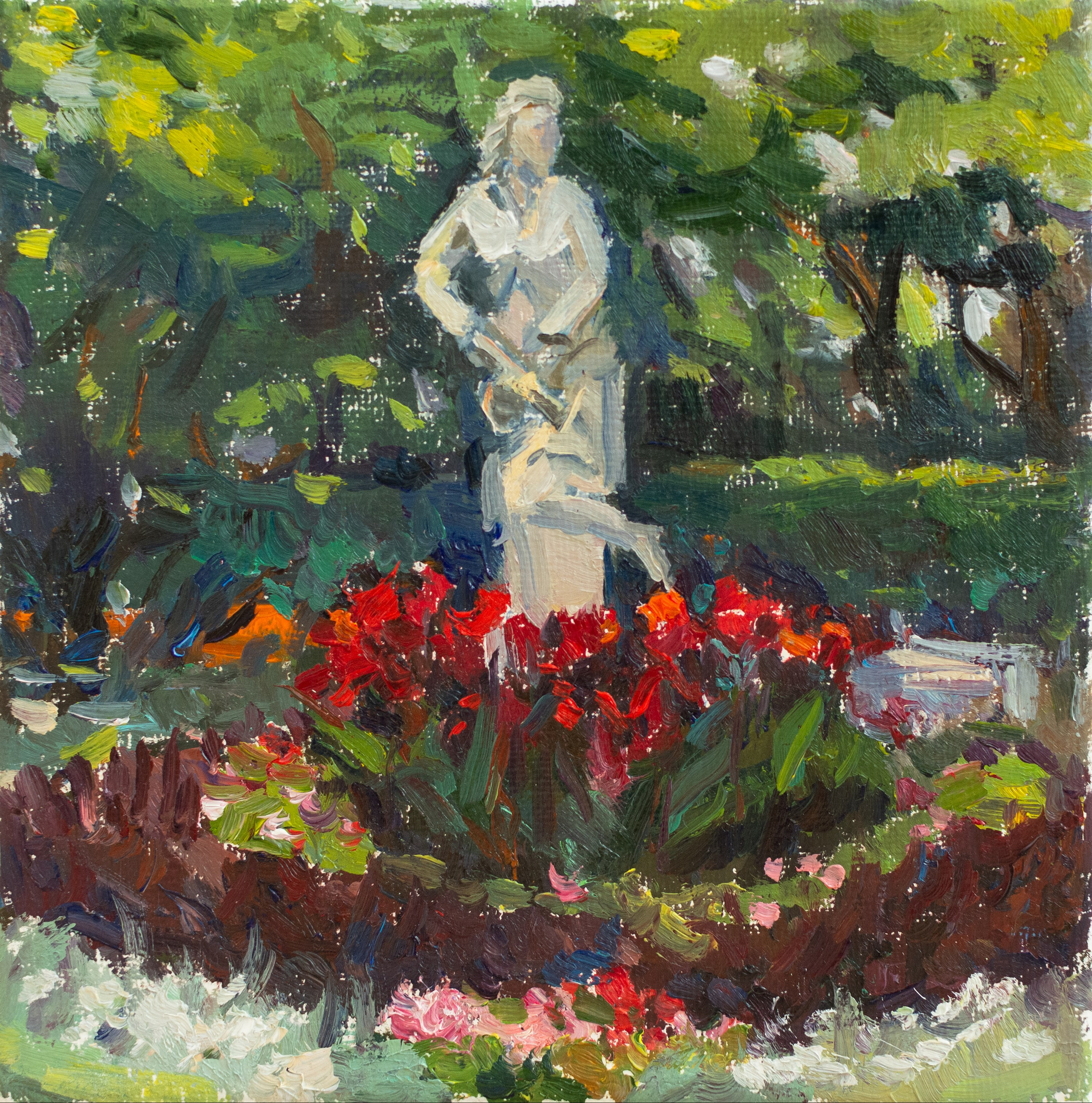 "A study. A guerrilla girl. Gorky Park" oil on canvas 15x15cm, 2026