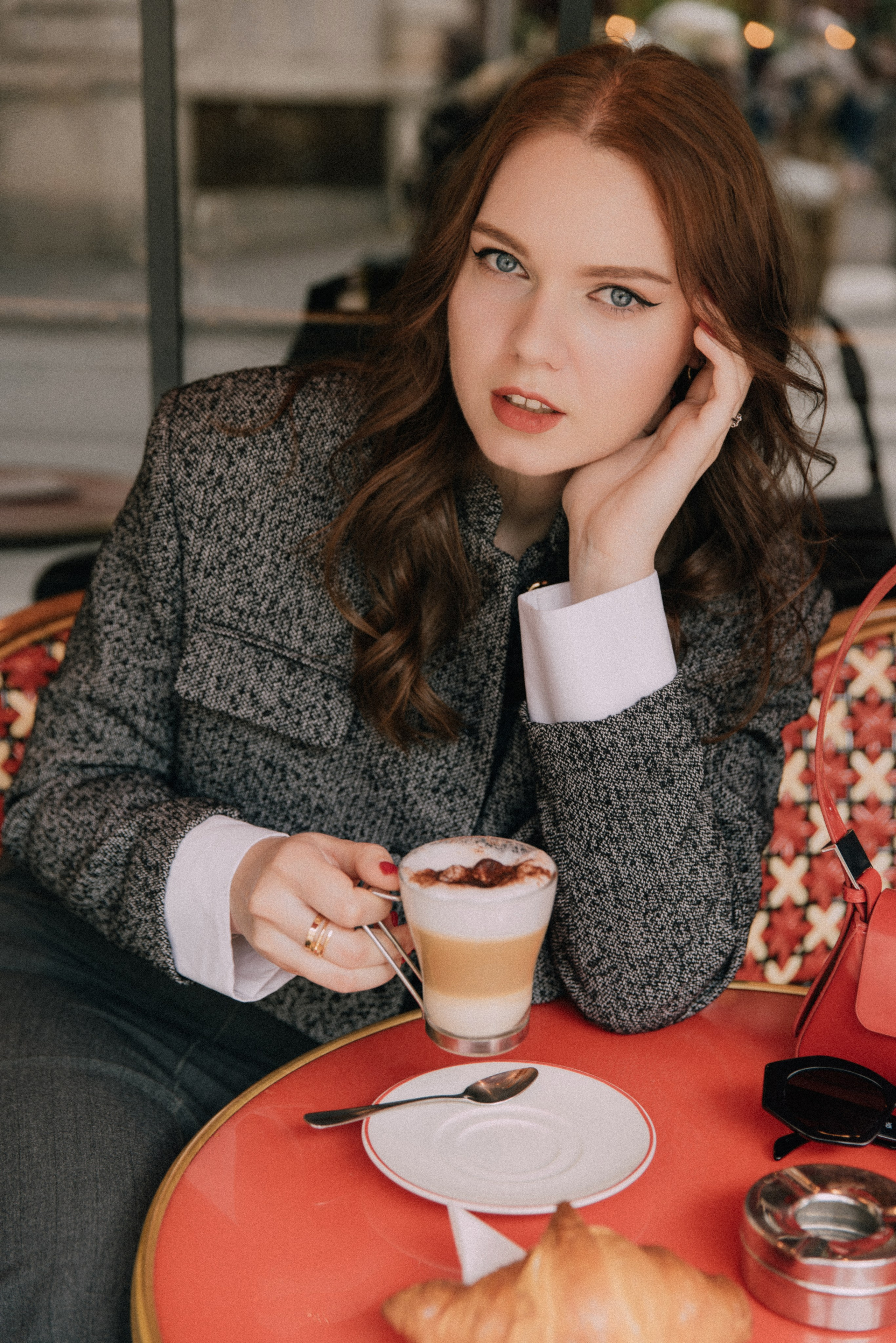 On the summer terrace. Photographer in Paris