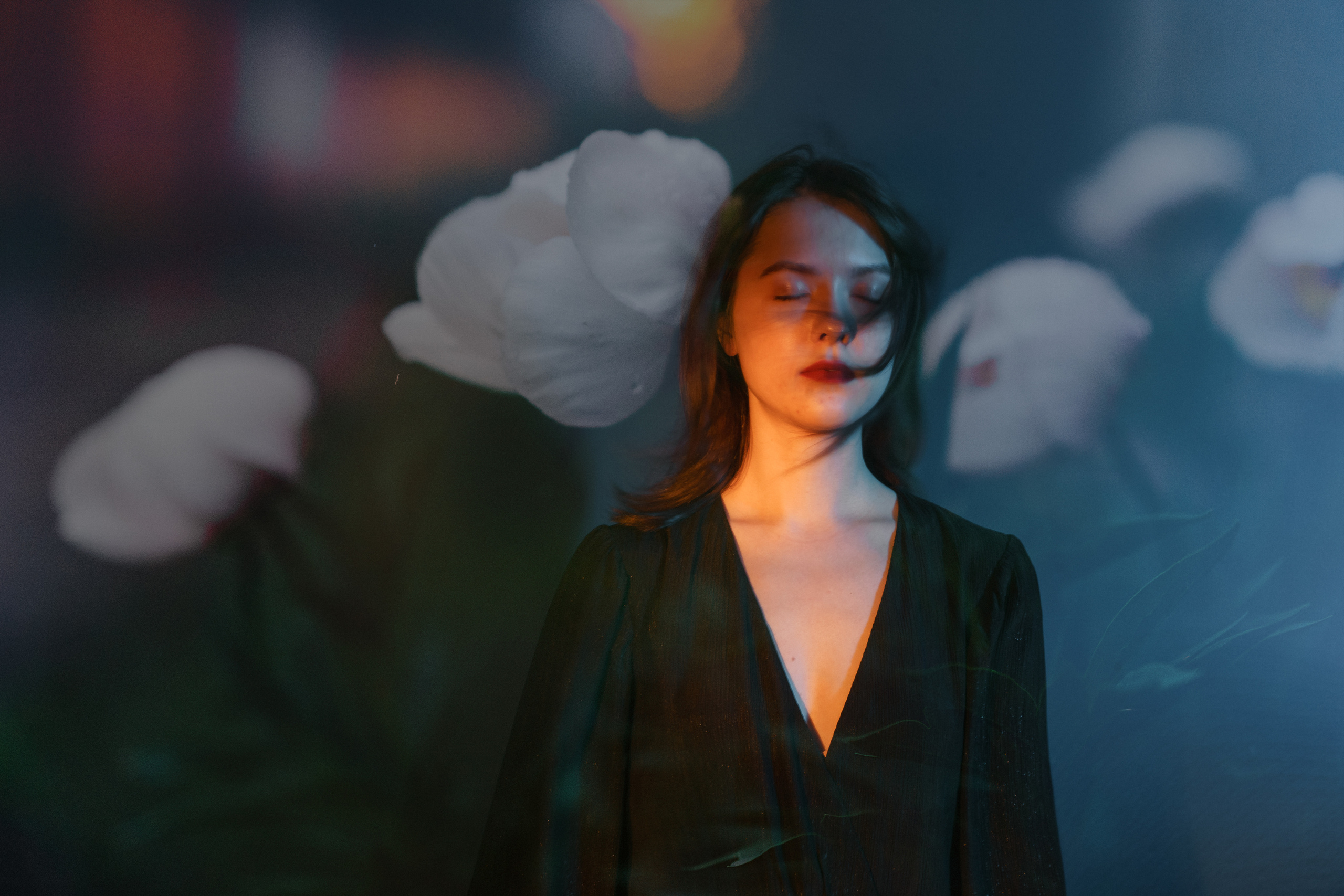 мультиэкспозиция, цветок, легкость, девушка, надежда