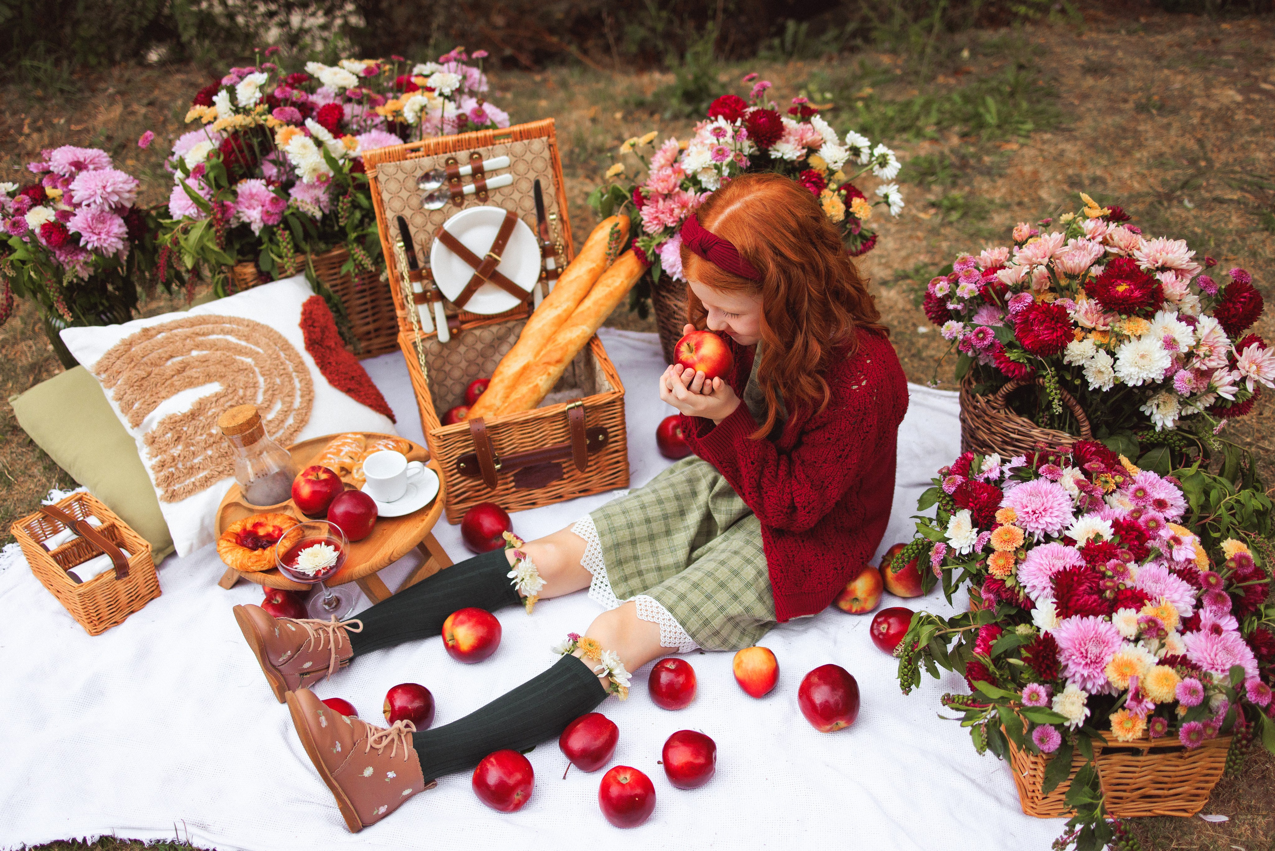 Фотосессия «Пикник», Хризантемы и Яблоки. Семейный и детский фотограф в Краснодаре Анна Трашкова