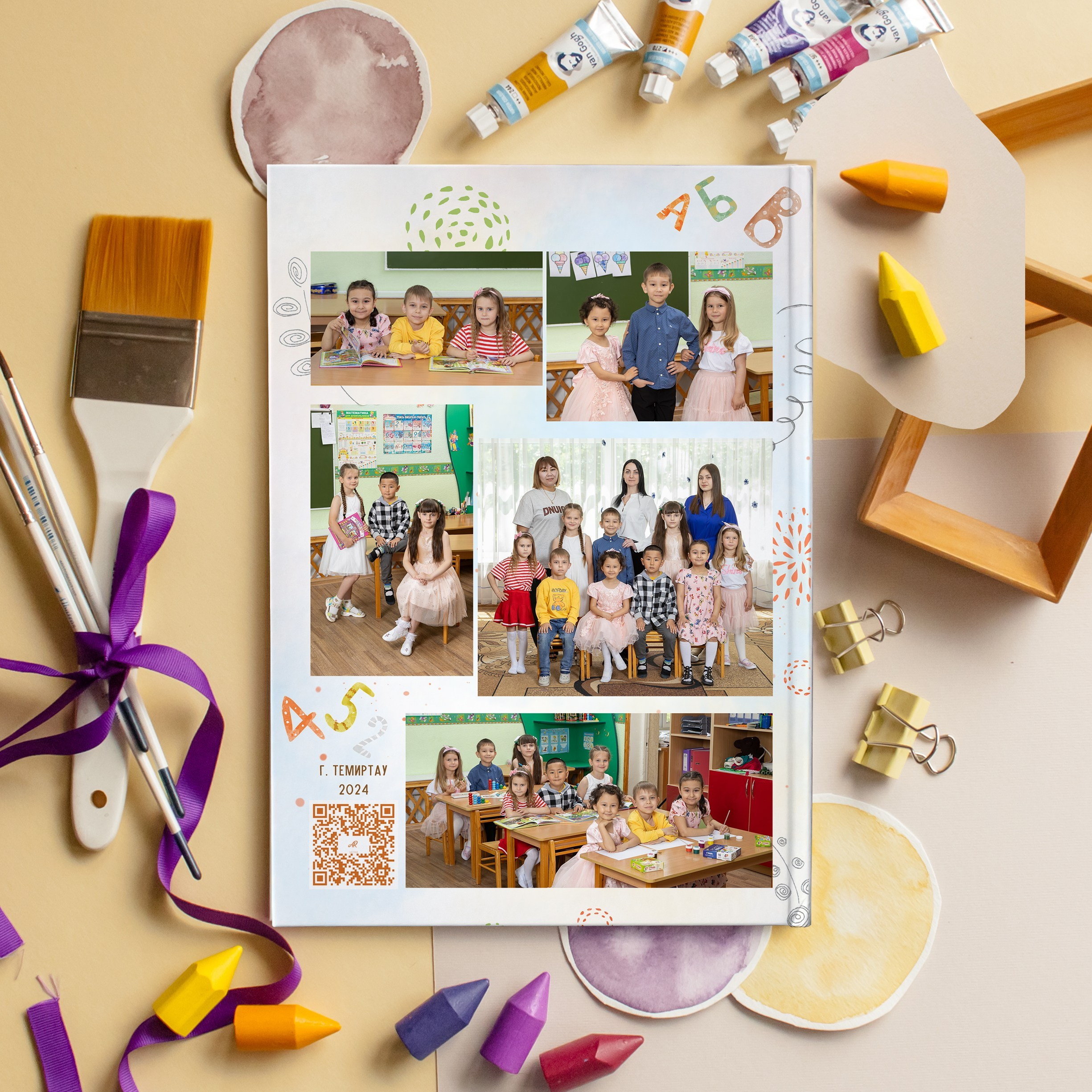Выпускной альбом для детского сада. Обратная сторона альбома. Фото с друзьями. Казахстан, Караганда, Темиртау. Фотограф Наталья Наконечная