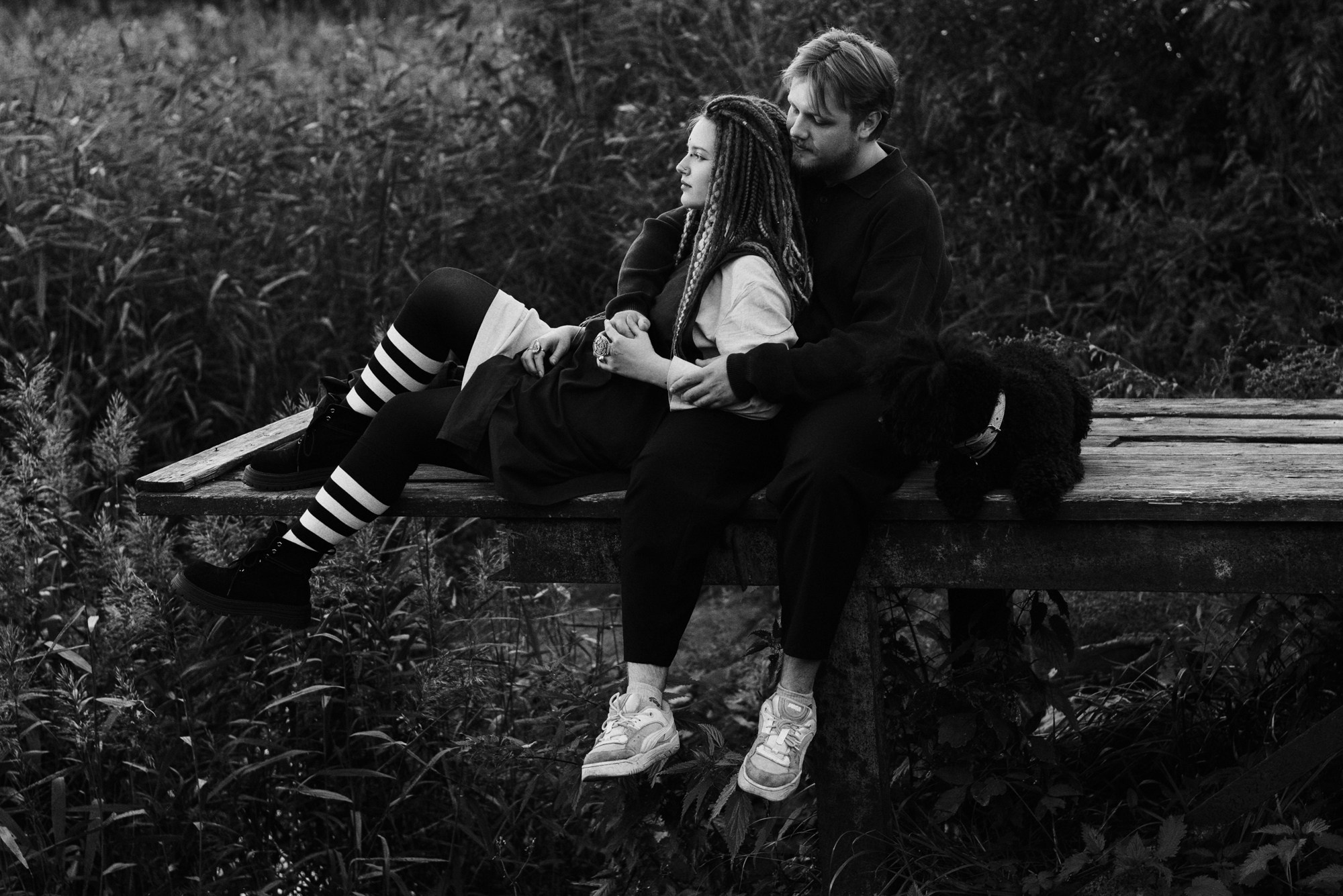 Фотосессия пары с собакой в Тюмени — Стася, Кирилл и Каренин. Портретный фотограф Тюмень Дарья Мустафина