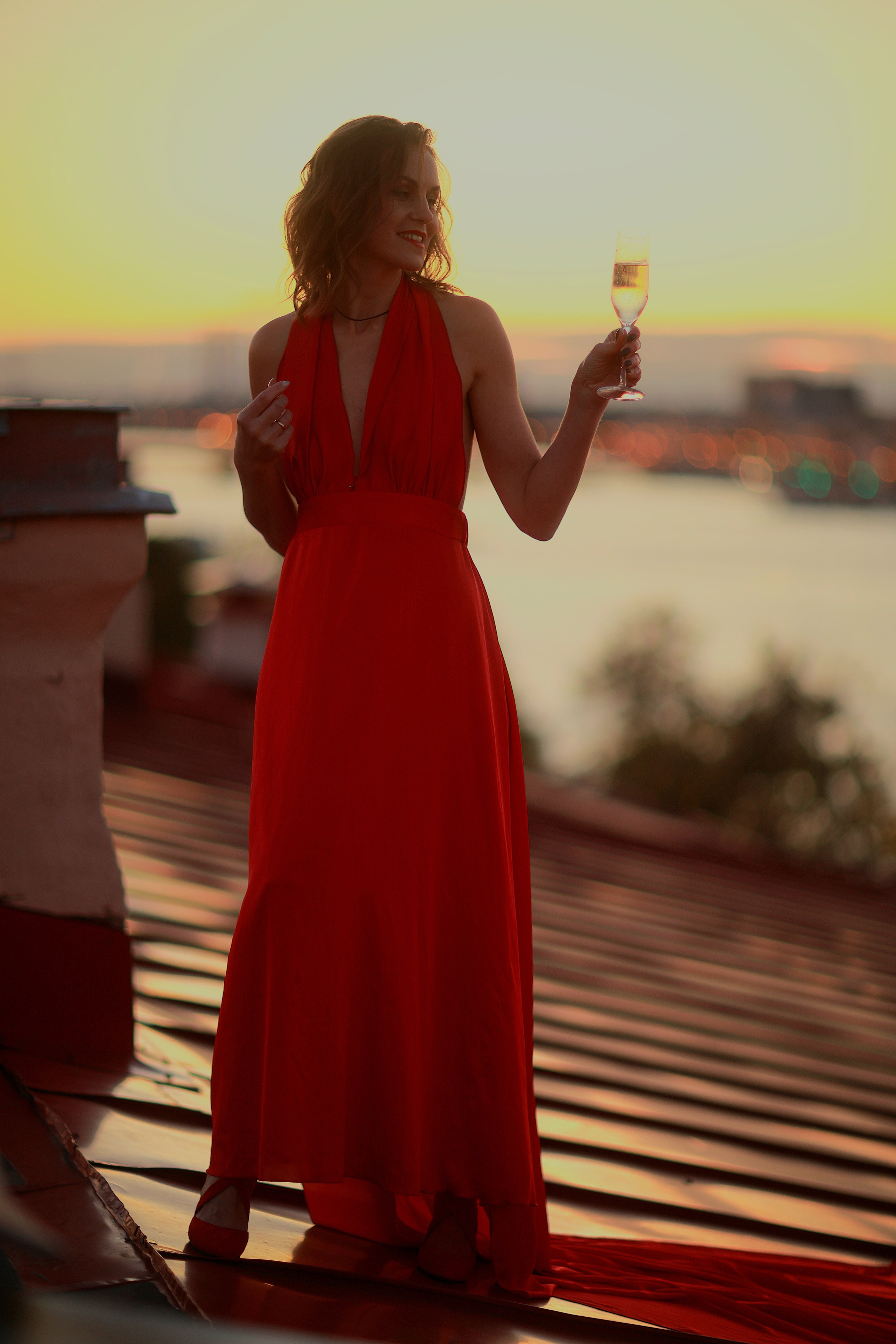 Женская съемка на крыше в закате. Фотограф в Санкт-Петербурге Анастасия Полякова