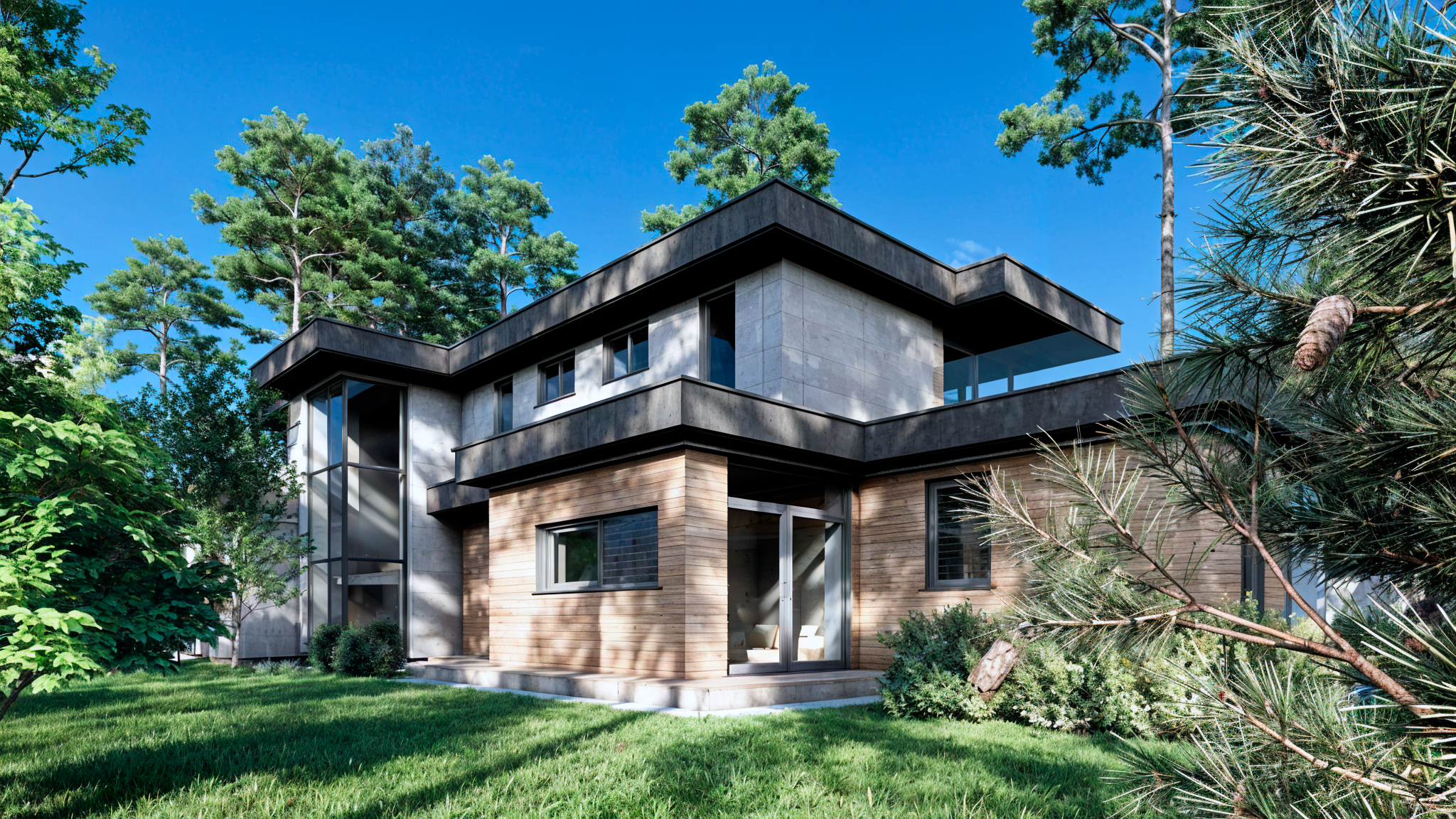 Проект " Лес " Частный дом с зоной СПА. Архитектурное проектирование