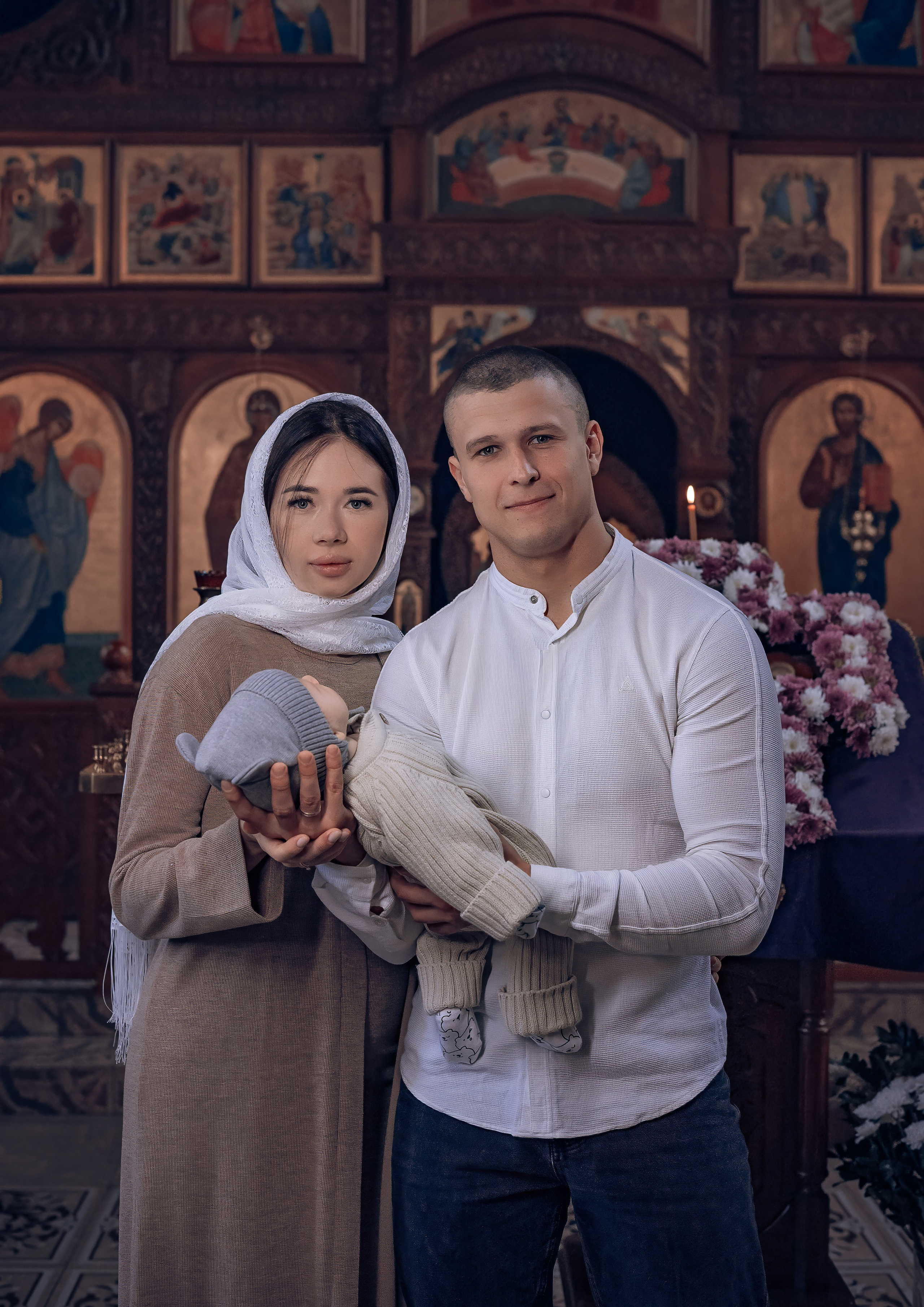 Крещение Мирона в Веденском хаме Березовка. Фотографы крещения/венчания  Красноярск Татьяна и Вячеслав Переваловы