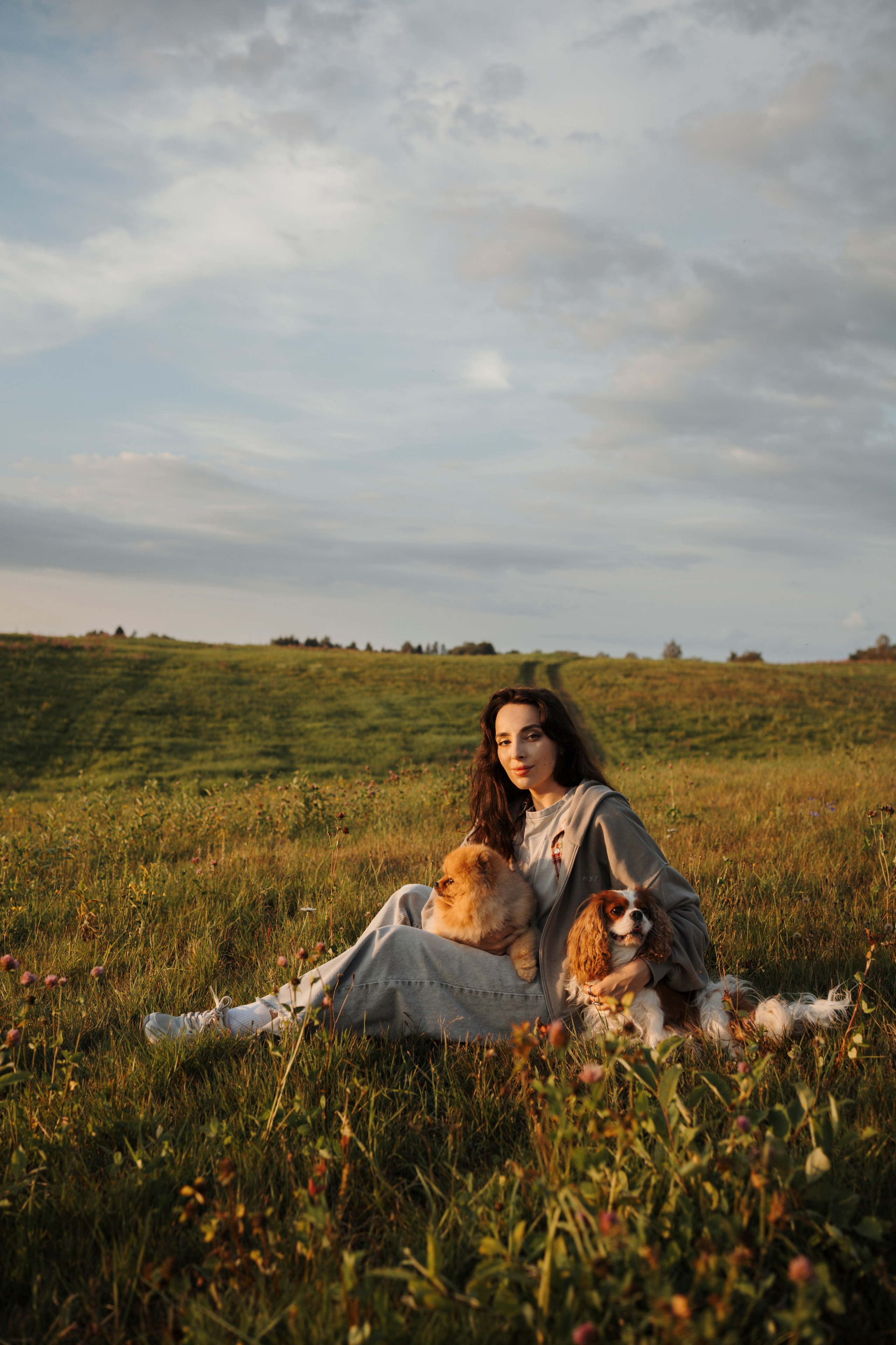 На закате Катерина, Луна и Рикки. Фотограф-анималист в Санкт-Петеребурге Титова Алиса