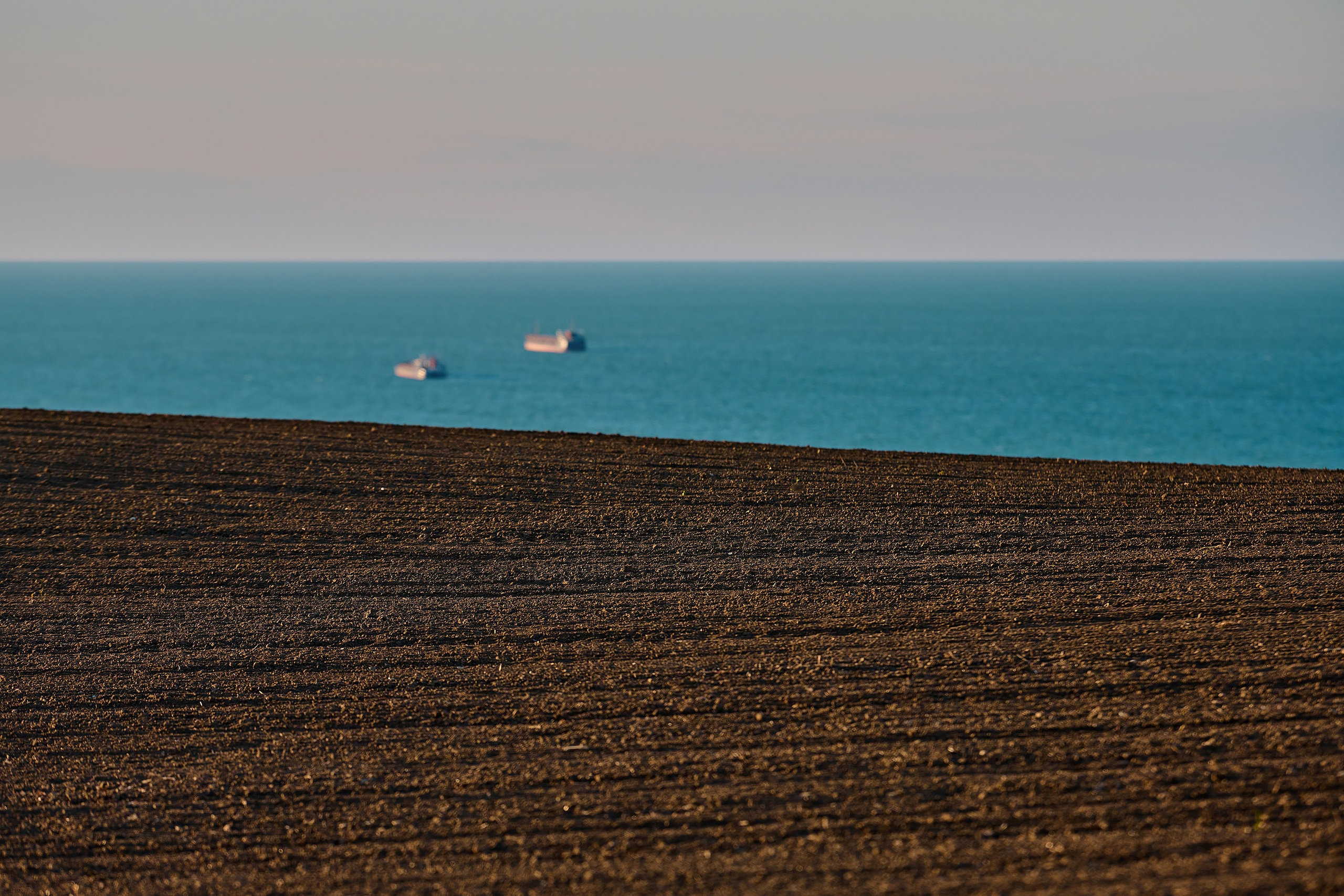 пашня, поле, чернозем, земля, море, берег, Азовское море